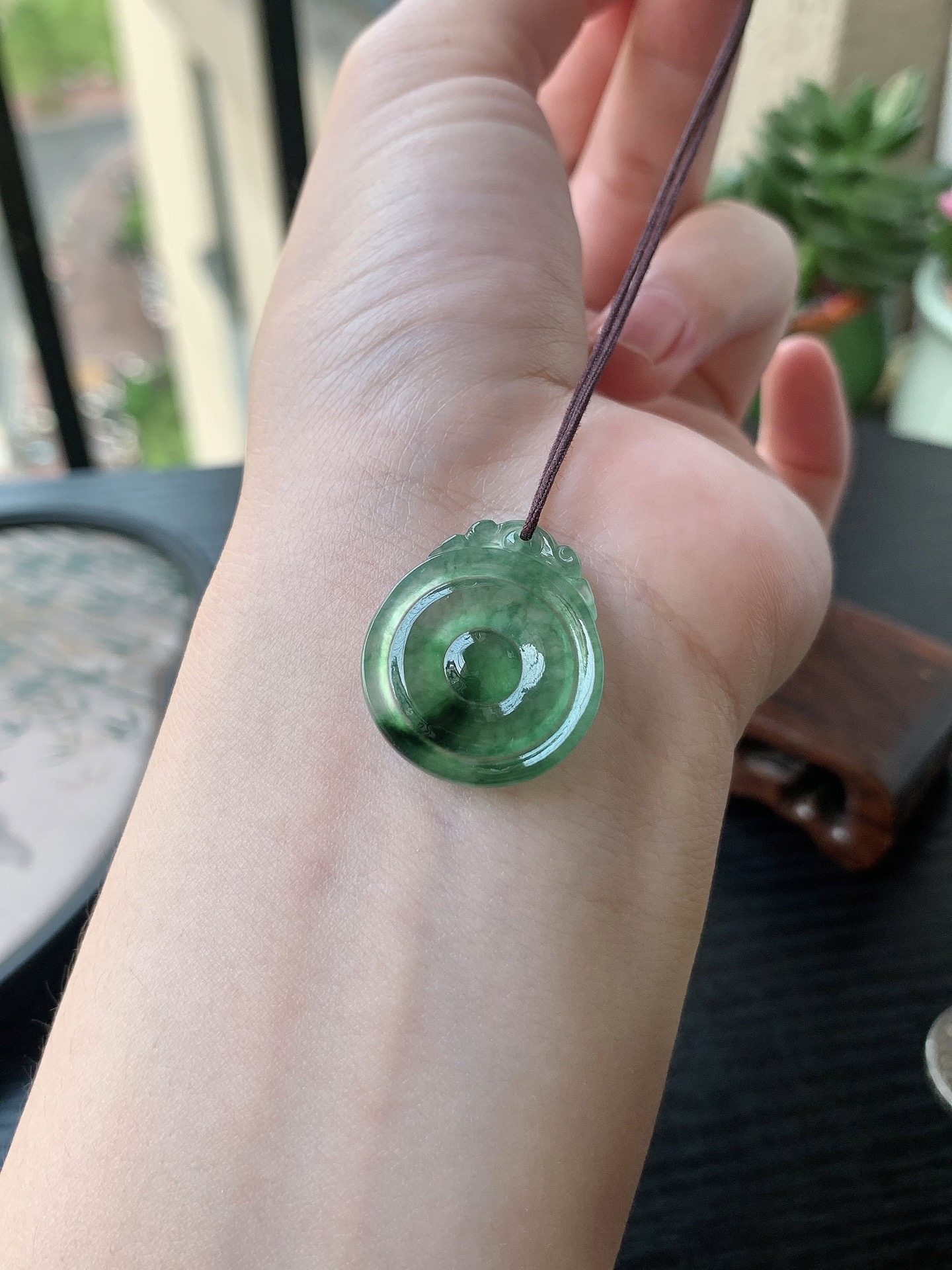 老坑冰种胶感飘绿花福贝吊坠 裸石尺寸:24.6-21-2.6mm