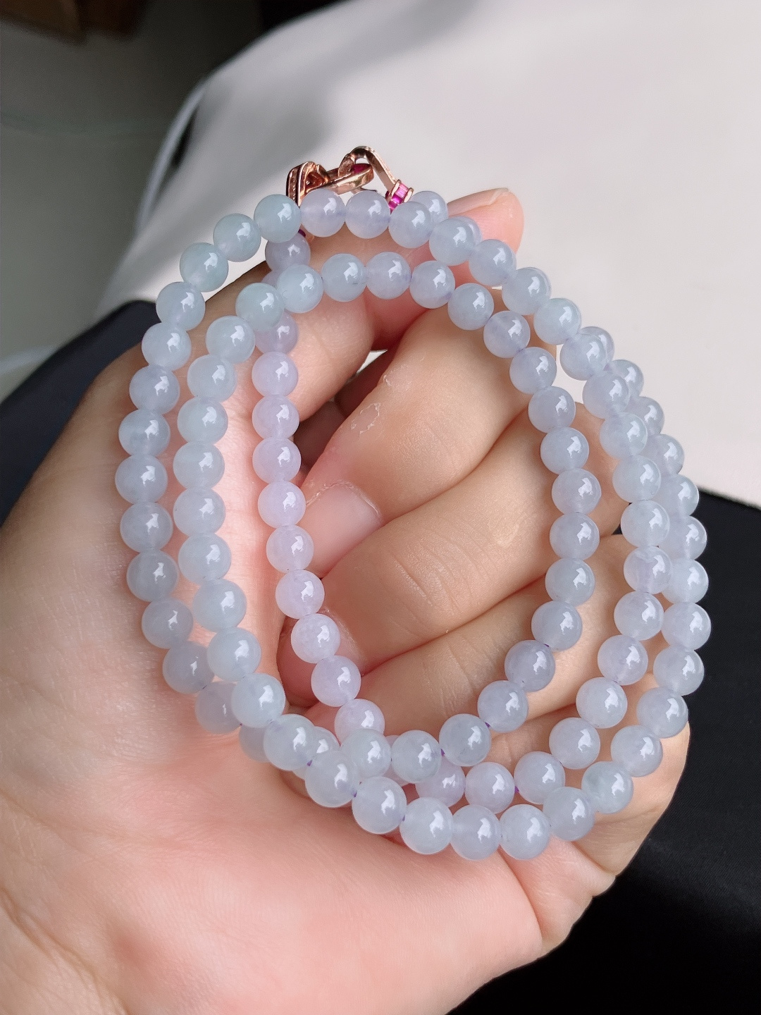 ️，底色项链，晶莹剔透，尺寸5.8/3圈半，自然光实拍
