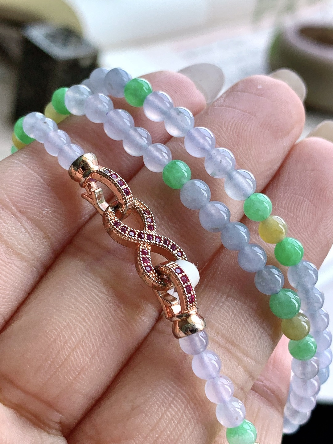 【珠子】️冰多宝珠链圆珠子珠链 【说明】缅甸 性比高 【尺寸】4.4mm，30cm 【重量】20克