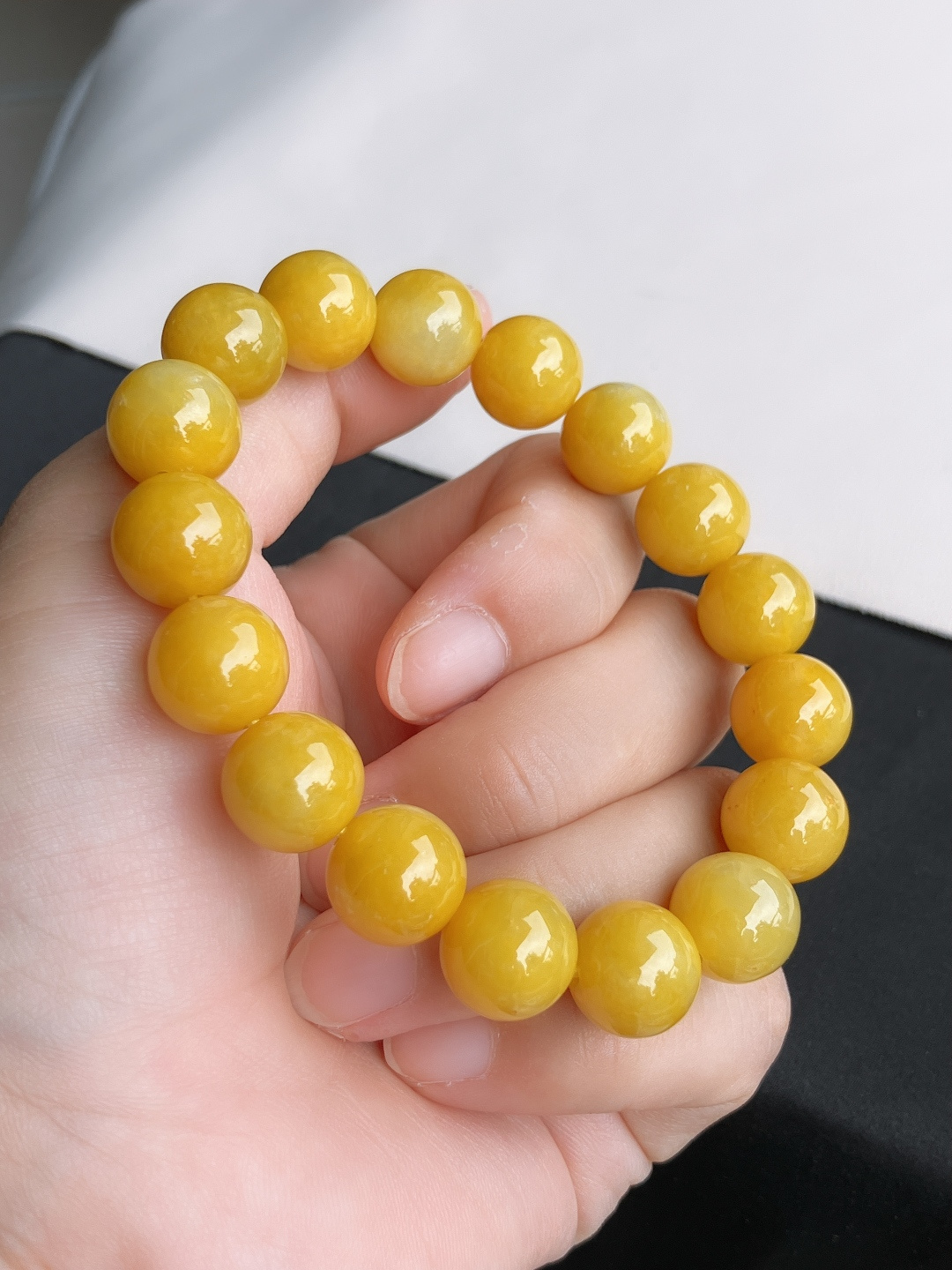 ️冰黄手串，饱满大气，尺寸12.3/自然光实拍
