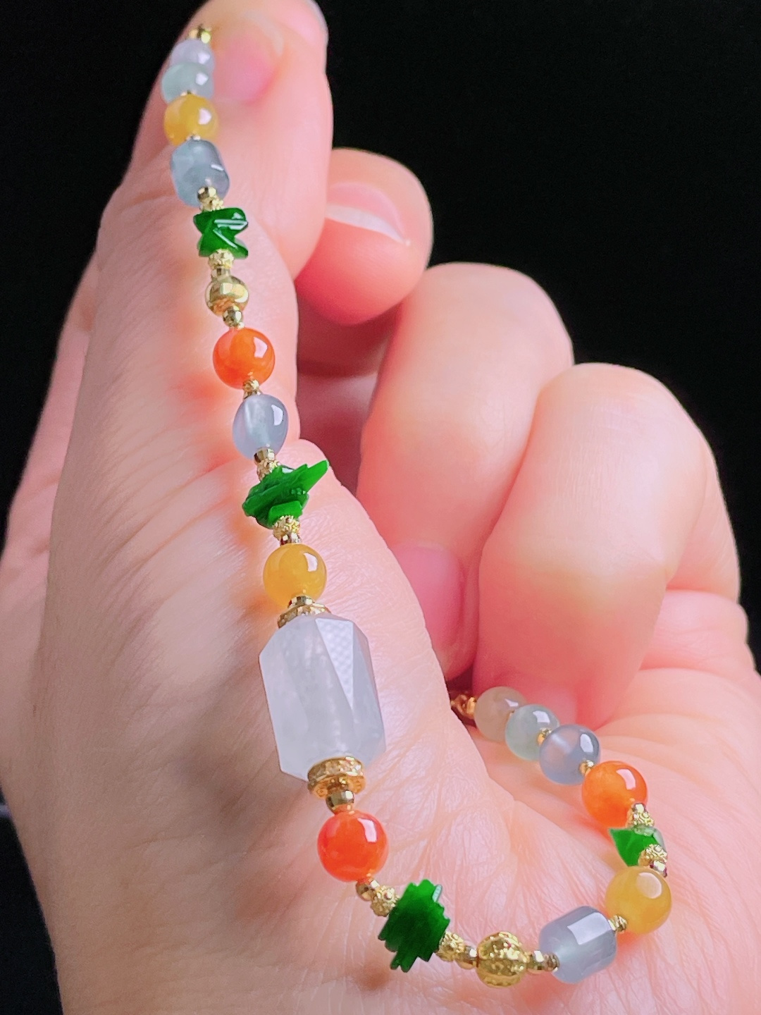 ️冰种手链，18k镶嵌，老种起光，细底通透，尺寸：12.7/8.9mm0917