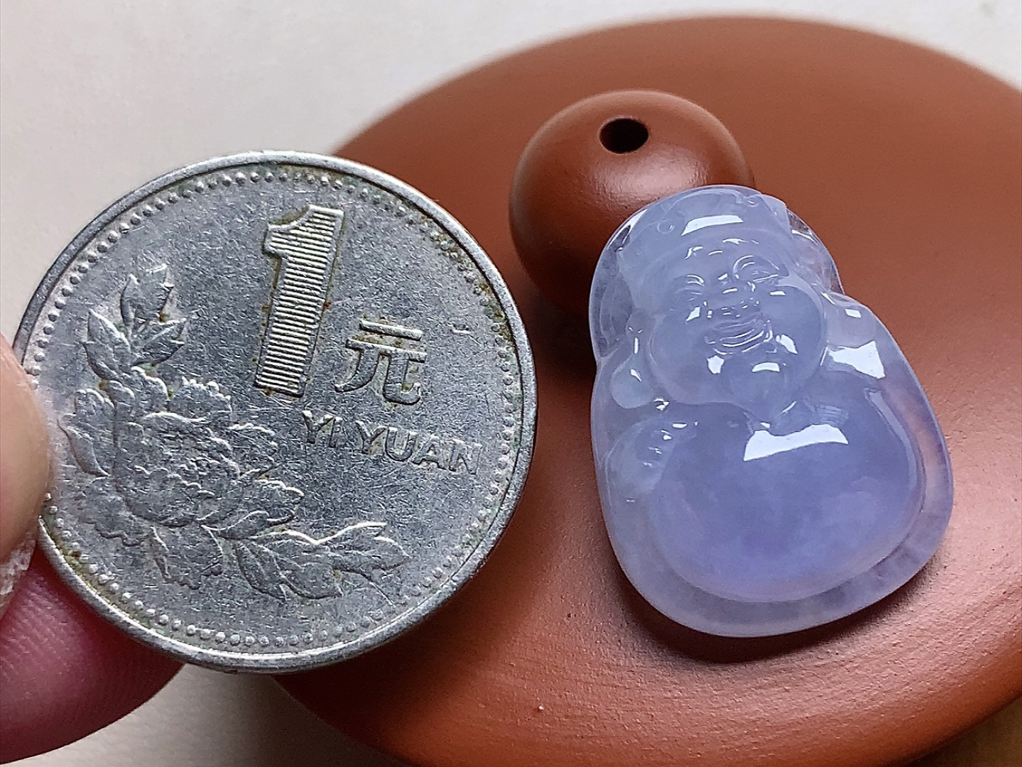 ️ 财神爷 紫色漂亮，种水，尺寸21.5*16.3*7