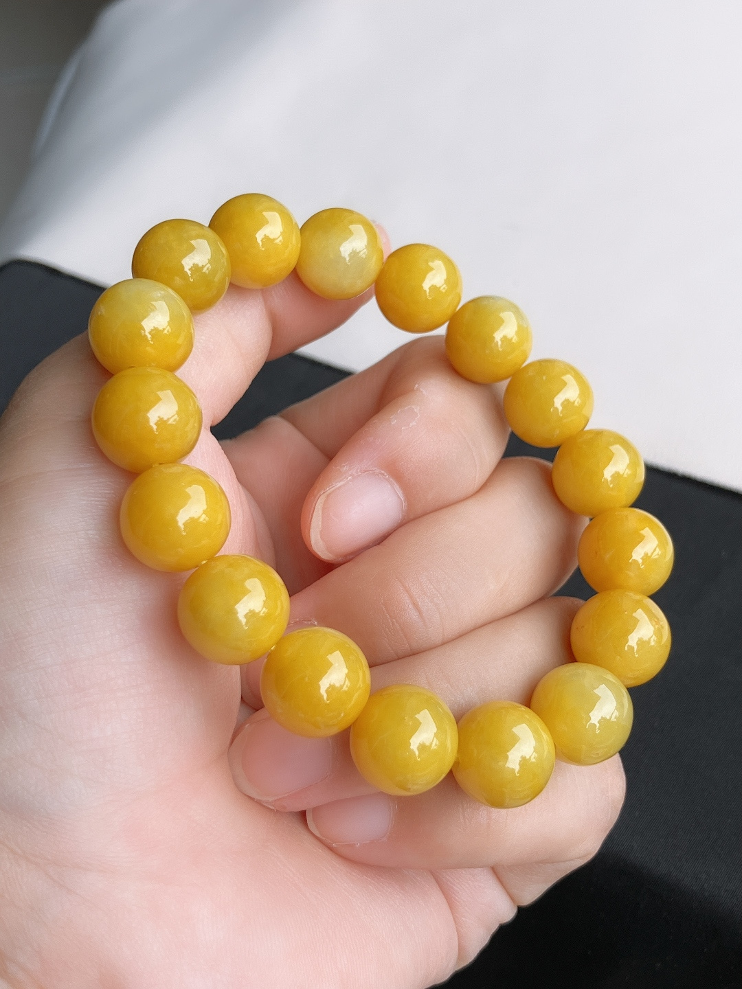 ️冰黄手串，饱满大气，尺寸12.3/自然光实拍
