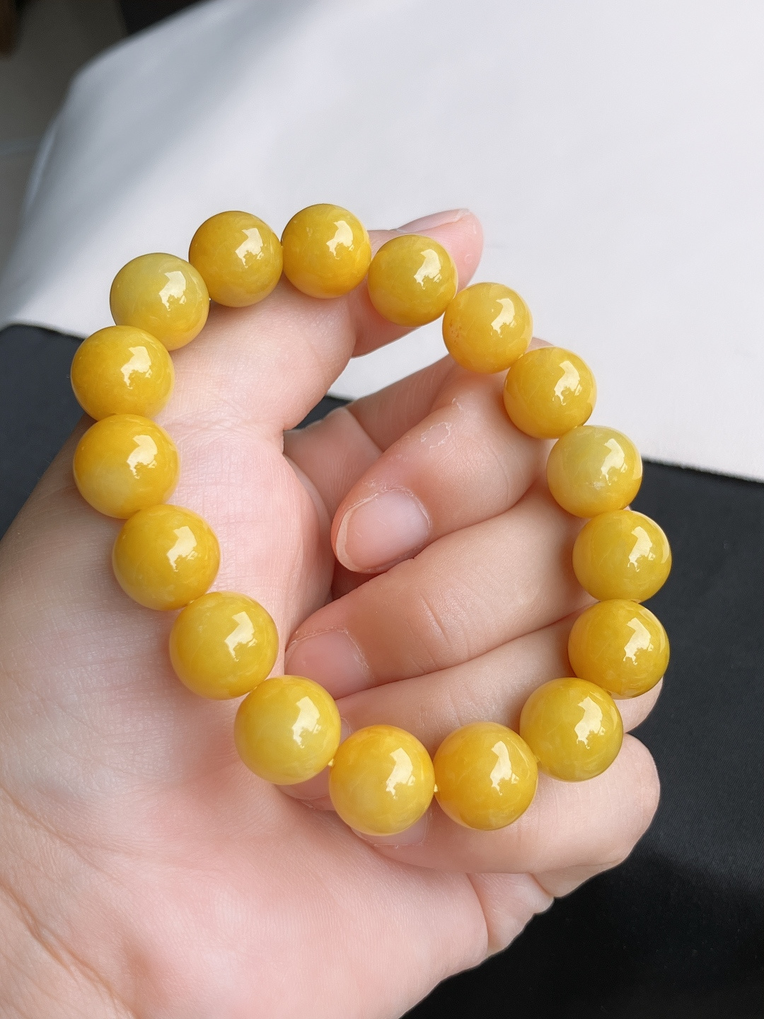 ️冰黄手串，饱满大气，尺寸12.3/自然光实拍