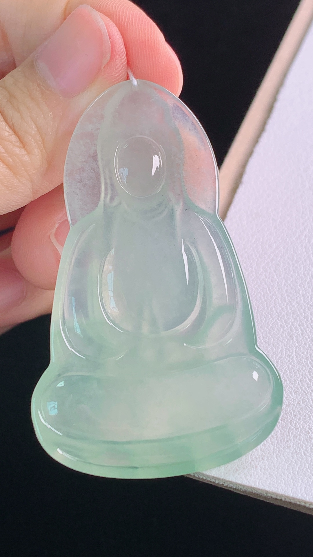 ️观音 种水，清透起光，无裂 尺寸:55.3-35.0-5.1mm 14