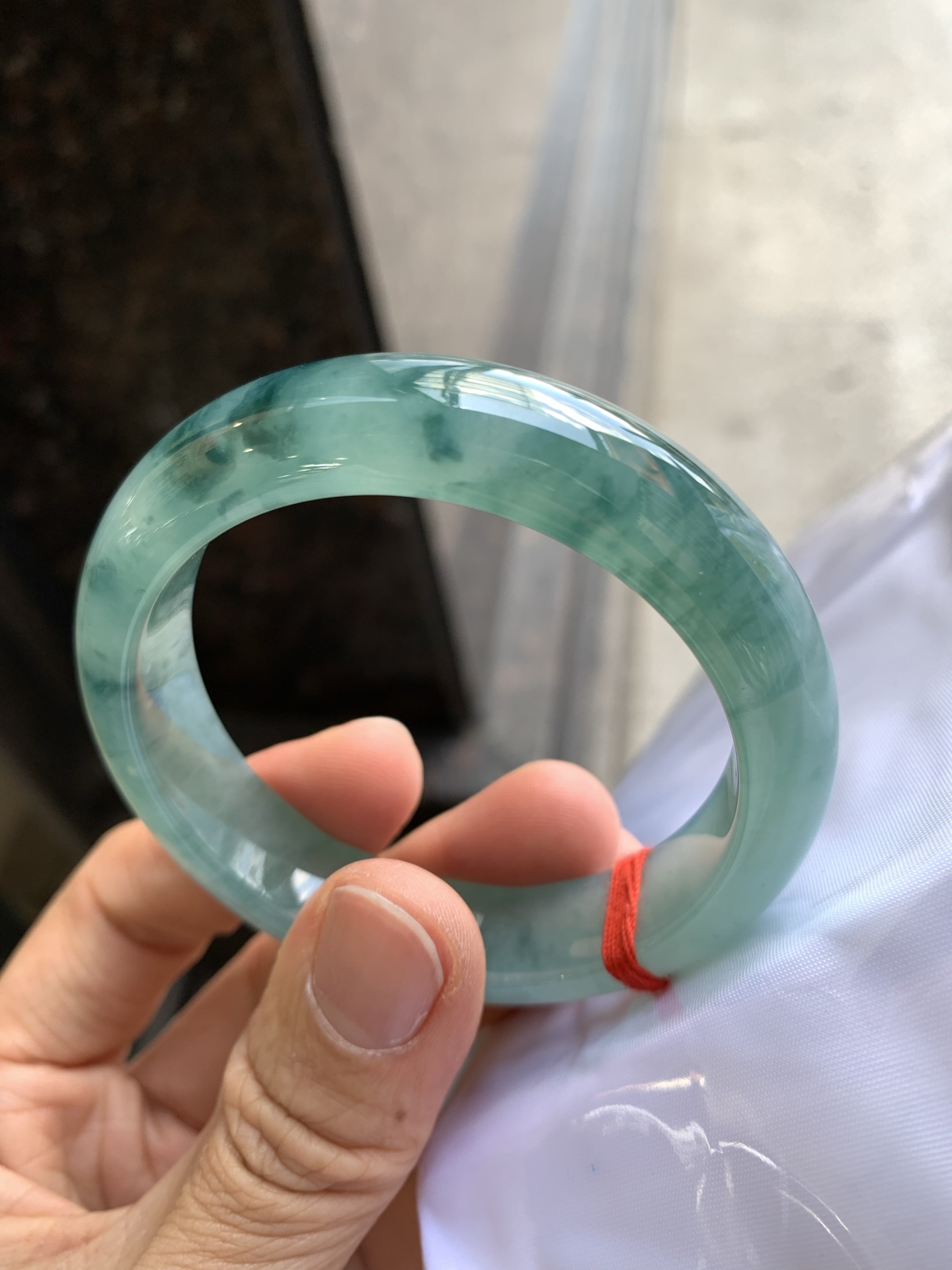 正圈冰蓝水飘花 微微棉 尺寸：52.6/13/8.1 冰润