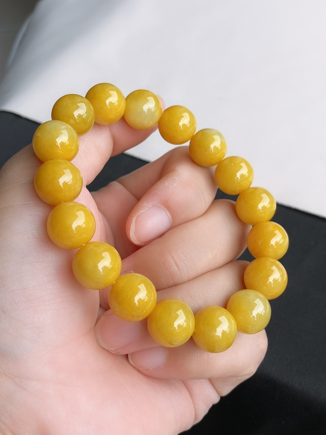️冰黄手串，饱满大气，尺寸12.3/自然光实拍