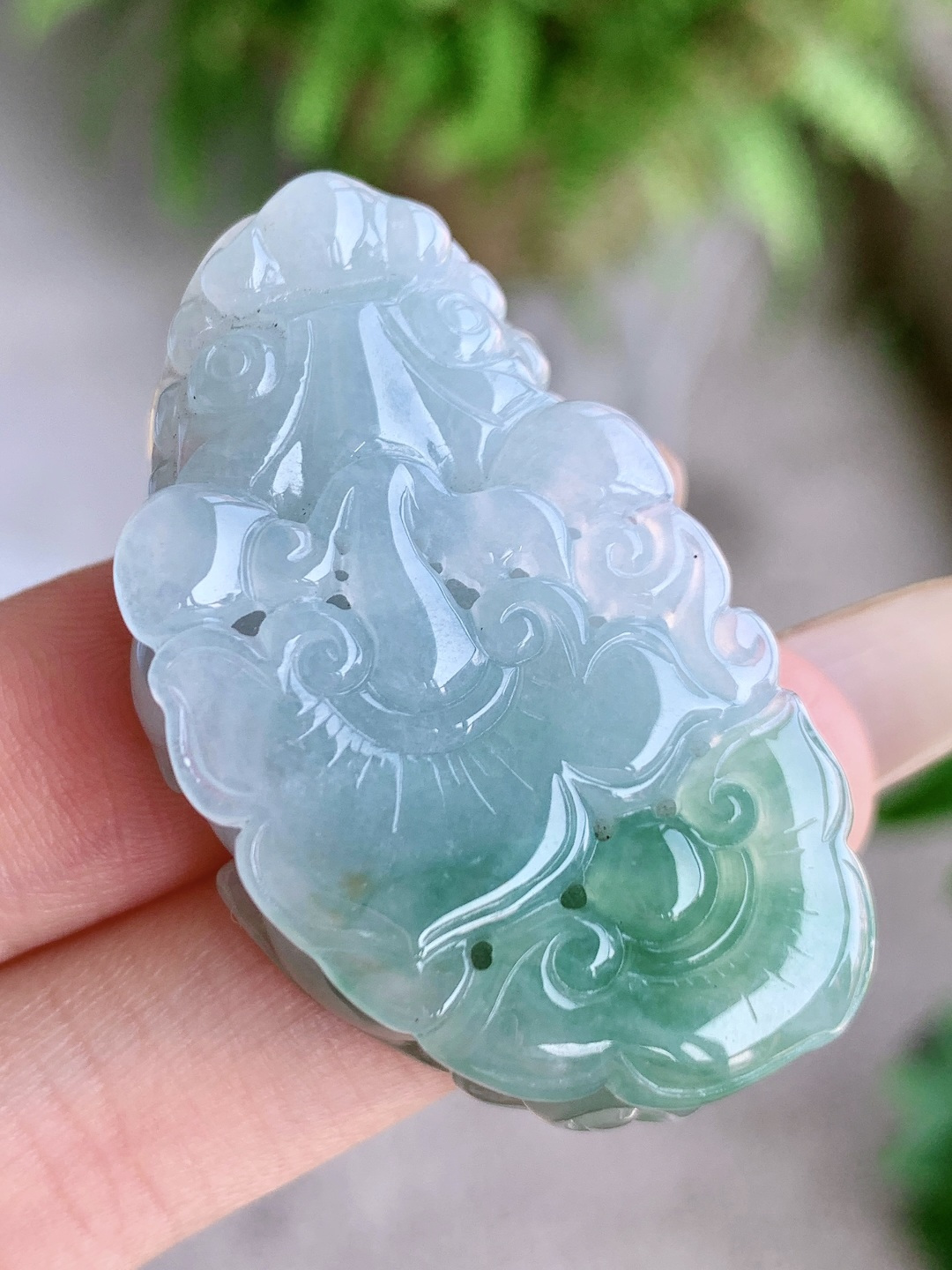 【裸石】🫧冰糯种飘花貔貅吊坠 【说明】缅甸 性比高 超厚 【尺寸】42-23.5-12.4 【重量】27.8克