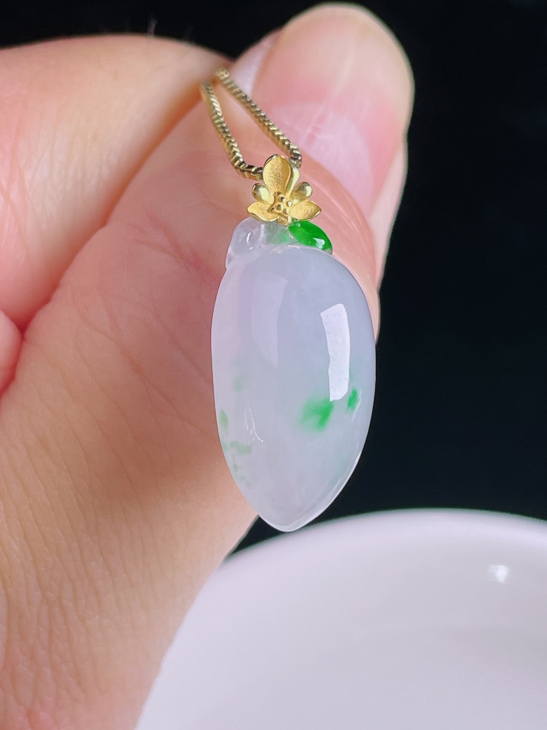 冰紫福瓜，18k镶嵌，老种起光，细底通透，尺寸：25.3裸石21.7/11/7.3mm0917