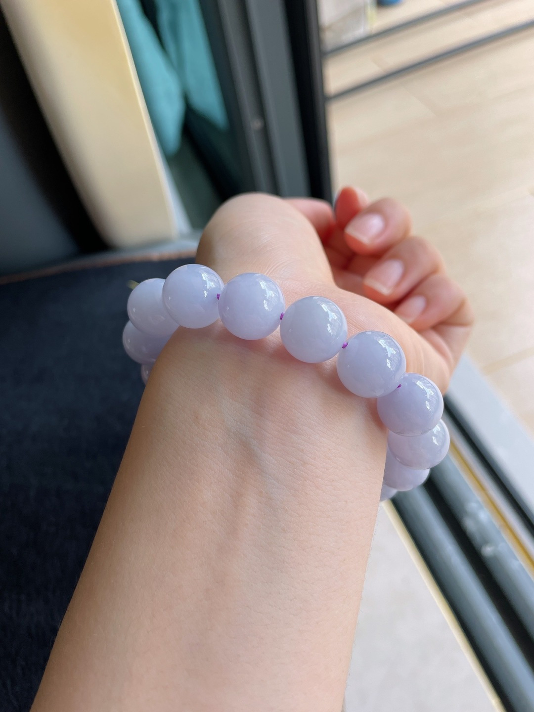 ️，缅甸天然翡翠A货，冰手串，尺寸：12.8mm。-3264