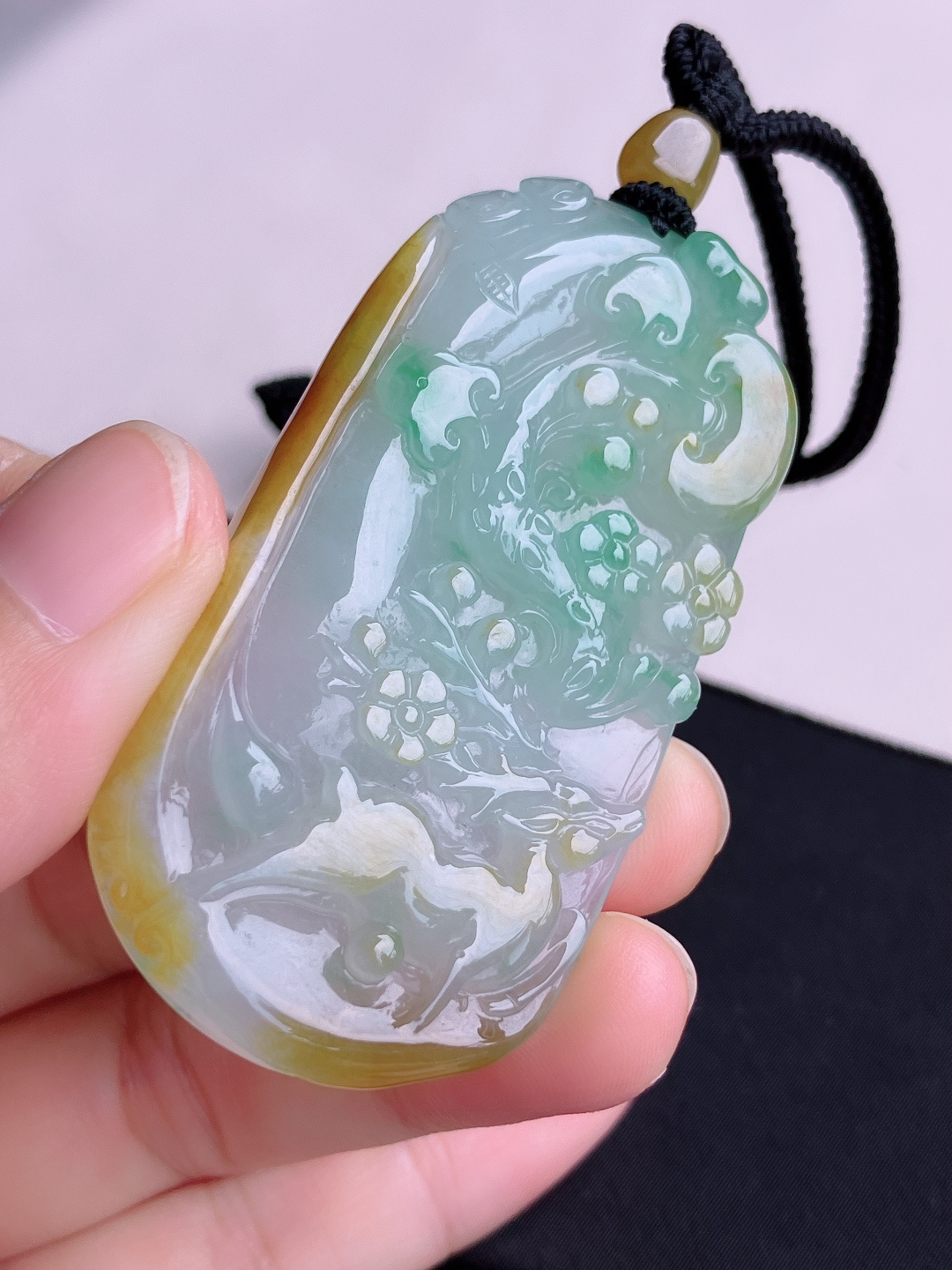 ️，三彩一路平安，晶莹剔透，尺寸63/32.6/7/自然光实拍