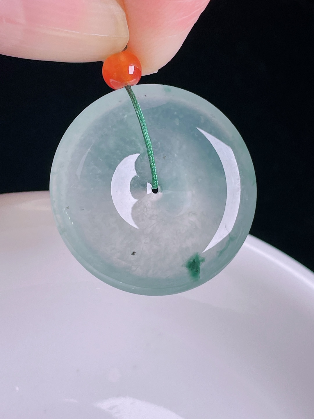 ️平安扣，老种起光，细底通透，尺寸：24.5/5.5mm0917