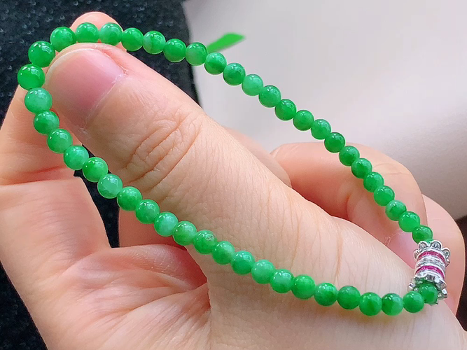 ️ 满绿手串，尺寸取一3.6mm，包A附证书
