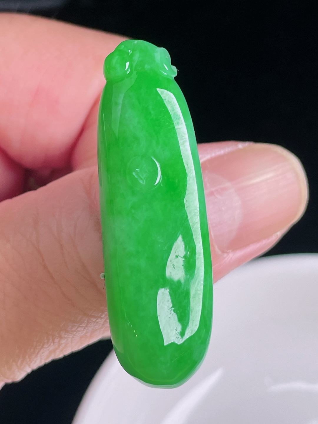 ️阳绿福瓜，老种起光，细底通透，尺寸：43.4/13/9mm0917