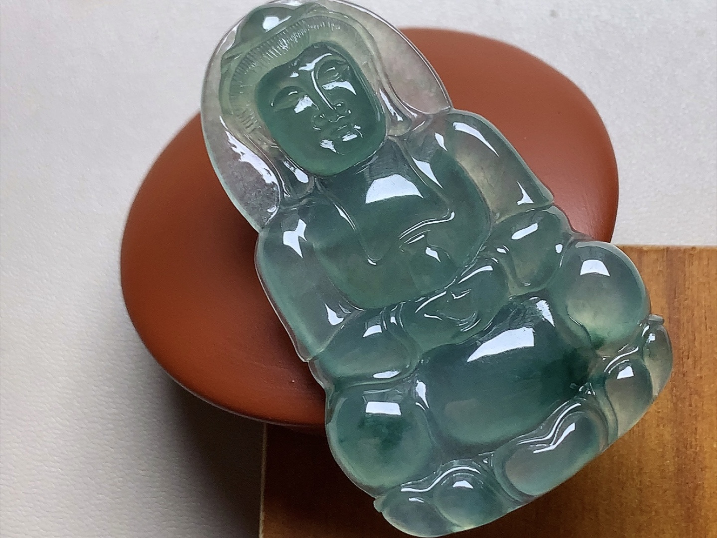 ️ 冰种飘花底色观音 底色深邃漂亮，种水，无裂尺寸56*35*5.4