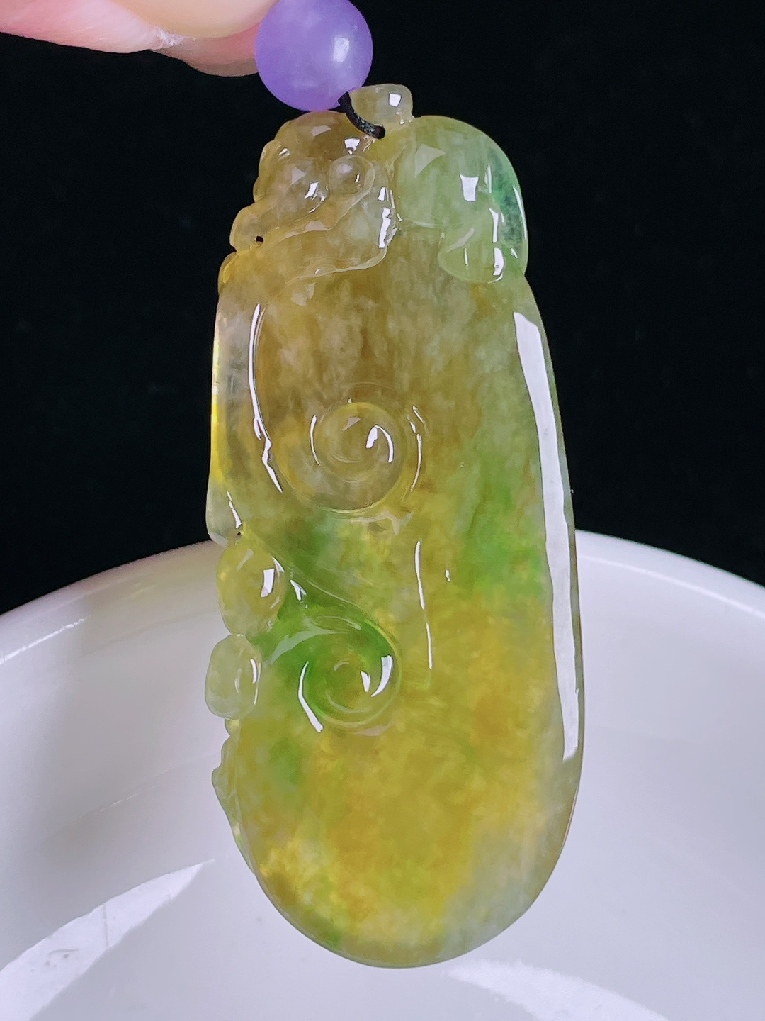 ️冰黄如意，老种起光，细底通透，尺寸：47.8/21/7mm0918