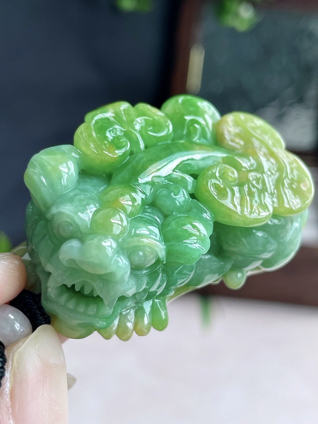 【裸石】冰黄加绿貔貅吊坠 【说明】缅甸 无裂 性比高 超厚手把件 【尺寸】47.6-31-17.8