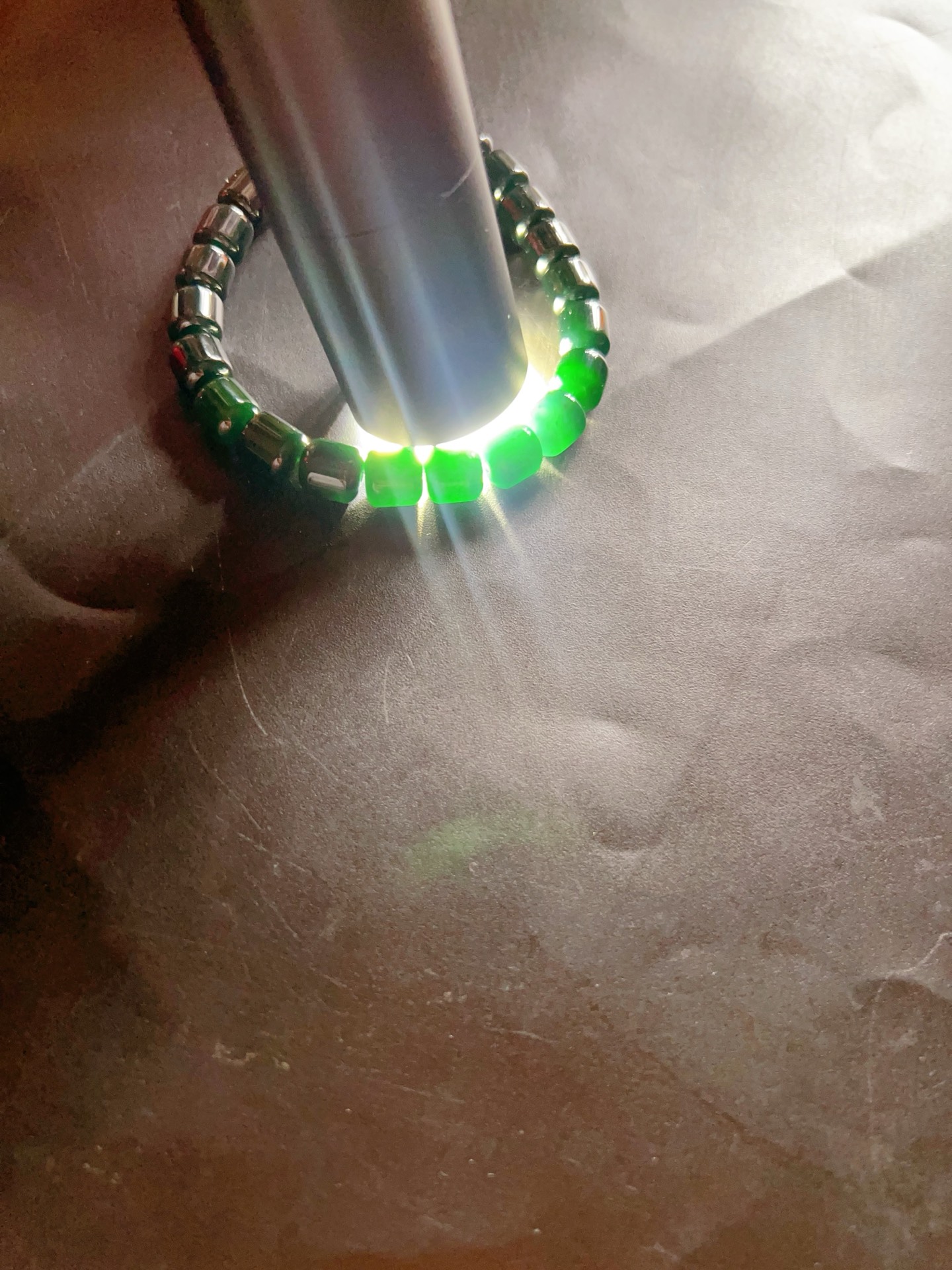 ️ 9.18 2号墨翠老型珠手链8mm 乌黑油亮 质地细腻水头极好
