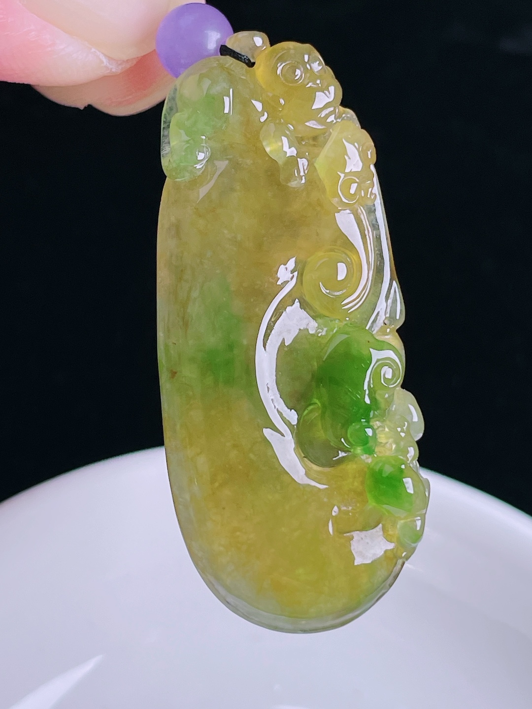 ️冰黄如意，老种起光，细底通透，尺寸：47.8/21/7mm0918