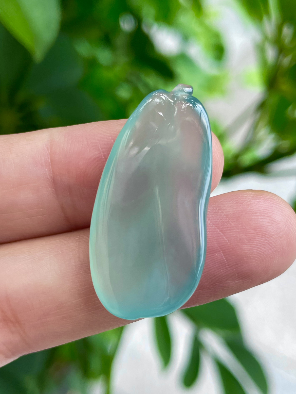 【冰种随形叶】老料天空蓝，种老水头足，冰透莹亮，带天然胶感起光，底子干净清爽。