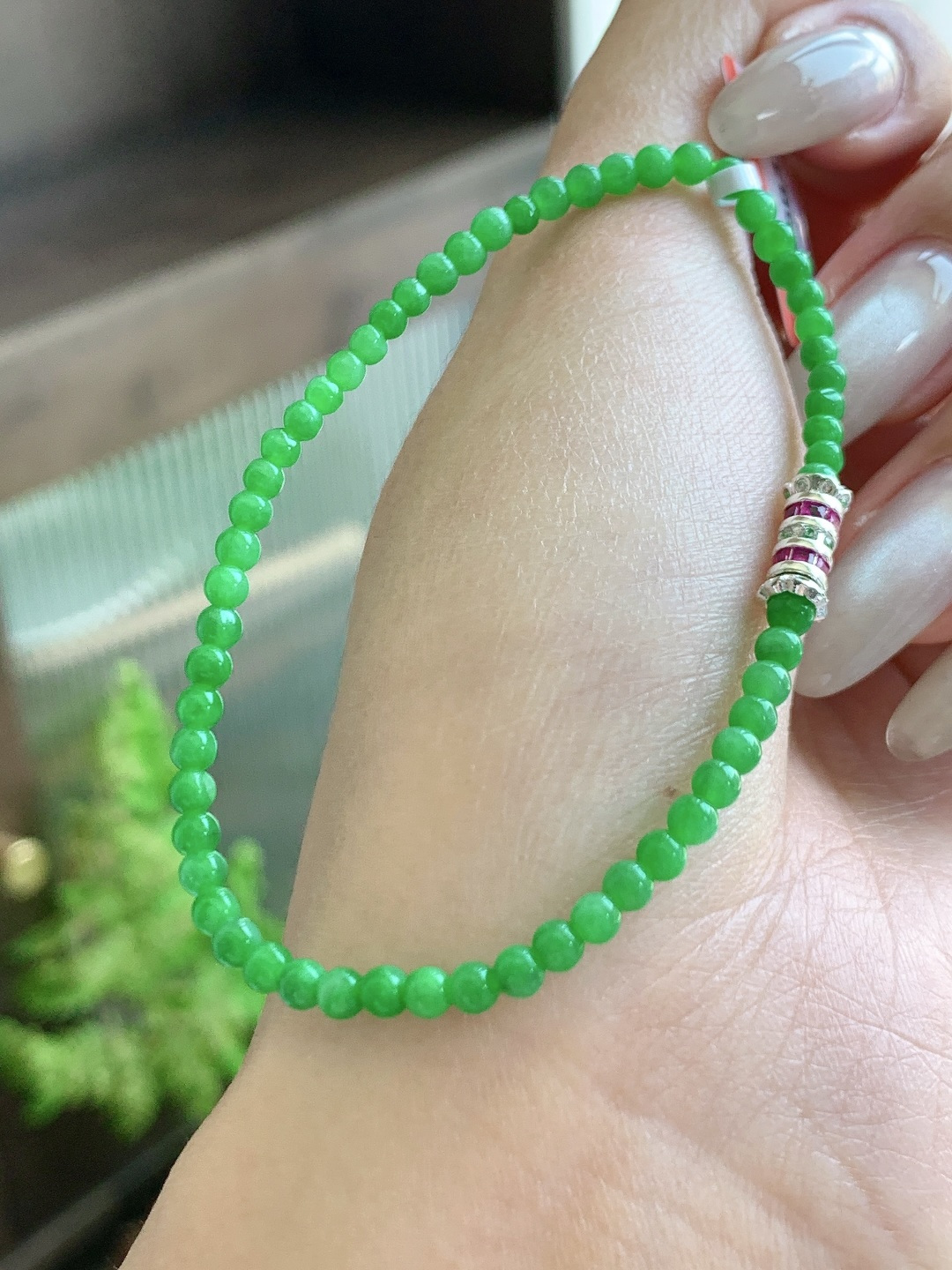 【珠子】🫧阳绿手串圆珠子手串 【说明】缅甸 性比高 【尺寸】3.2mm 【重量】4克