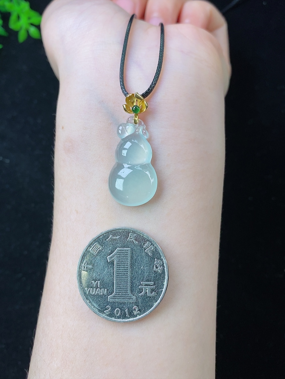 18k金镶冰葫芦，无裂，尺寸，24.5-13.7-4.9mm,804xdz
