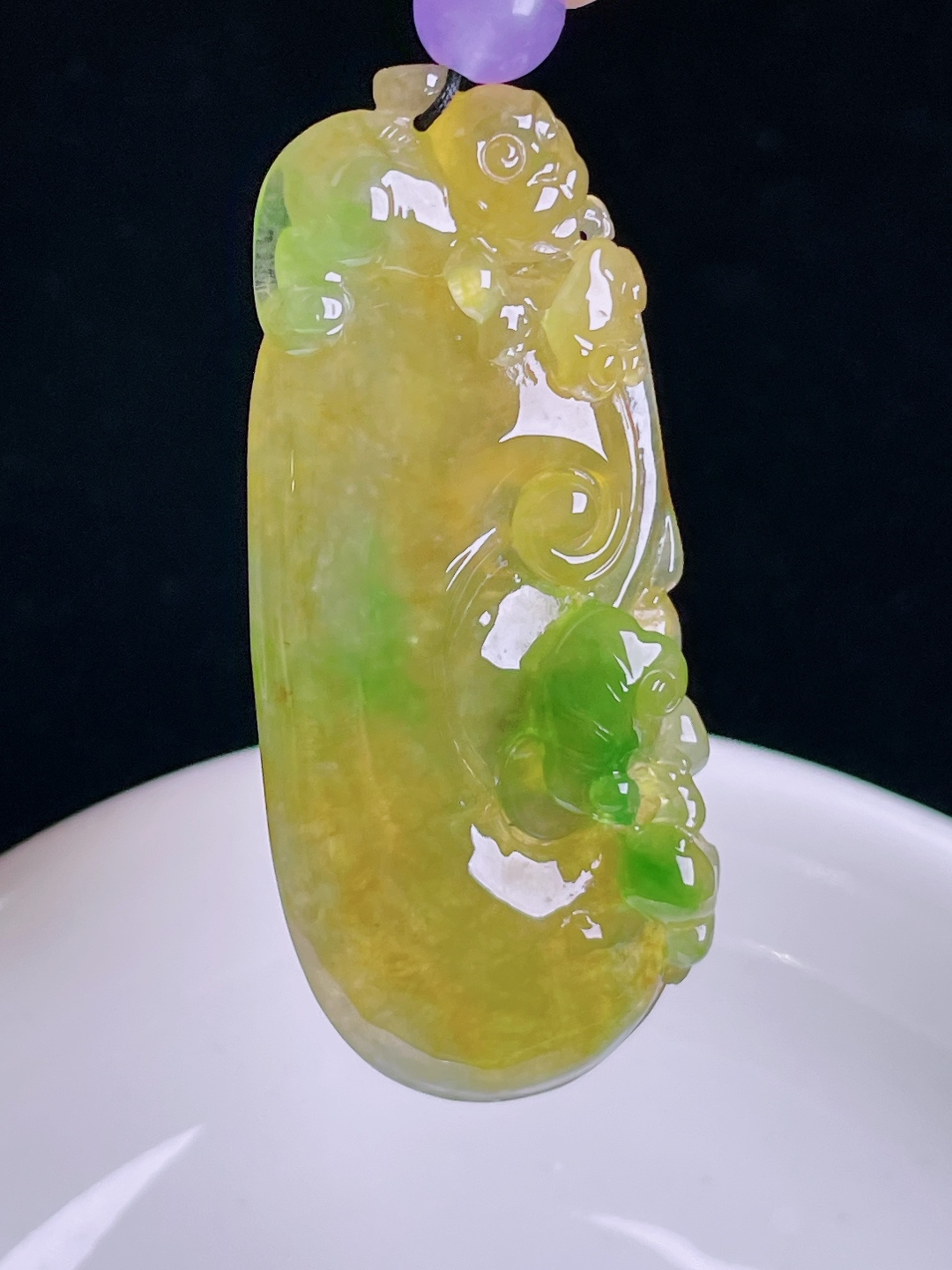 ️冰黄如意，老种起光，细底通透，尺寸：47.8/21/7mm0918