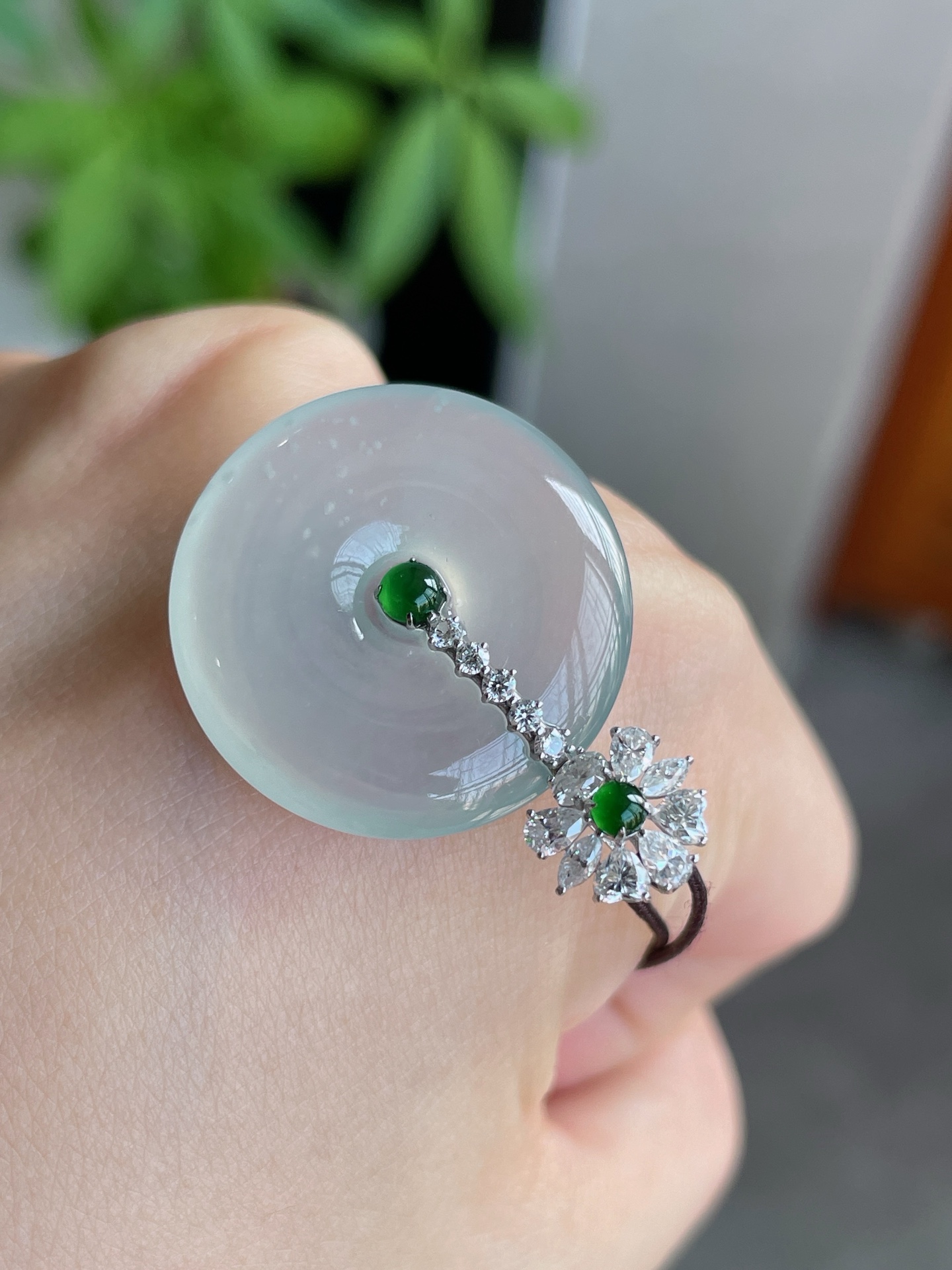 18k金镶冰种胶胶纯净平安扣，裸石22-5mm S59