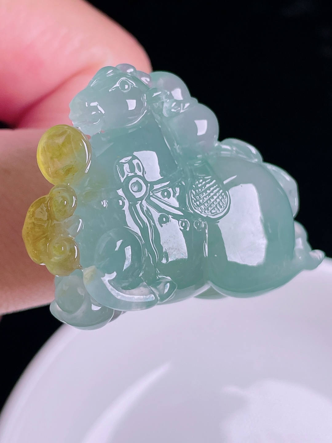 ️冰蓝唐马，老种起光，细底通透，尺寸：39.4/31.3/14mm0918
