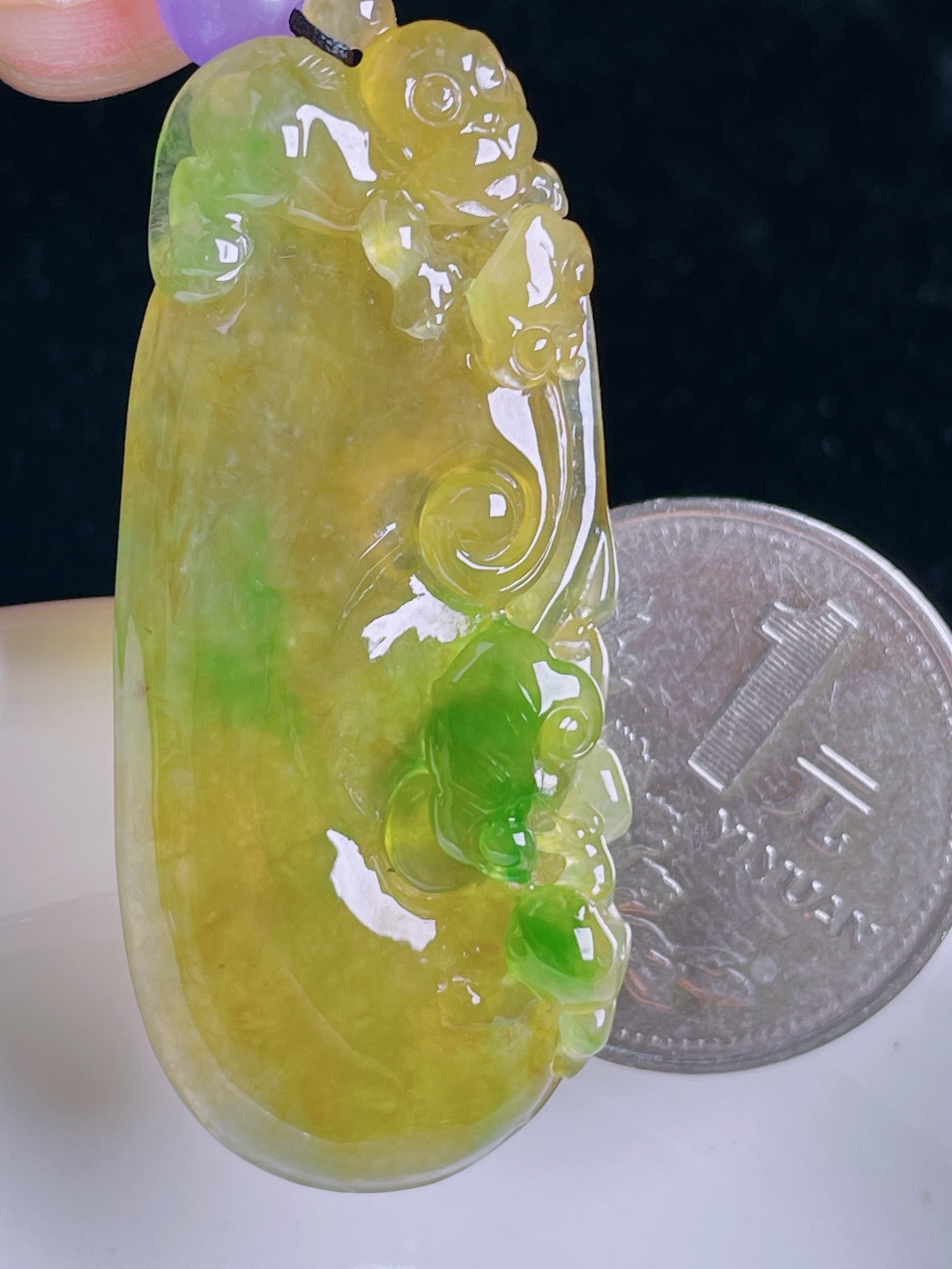 ️冰黄如意，老种起光，细底通透，尺寸：47.8/21/7mm0918