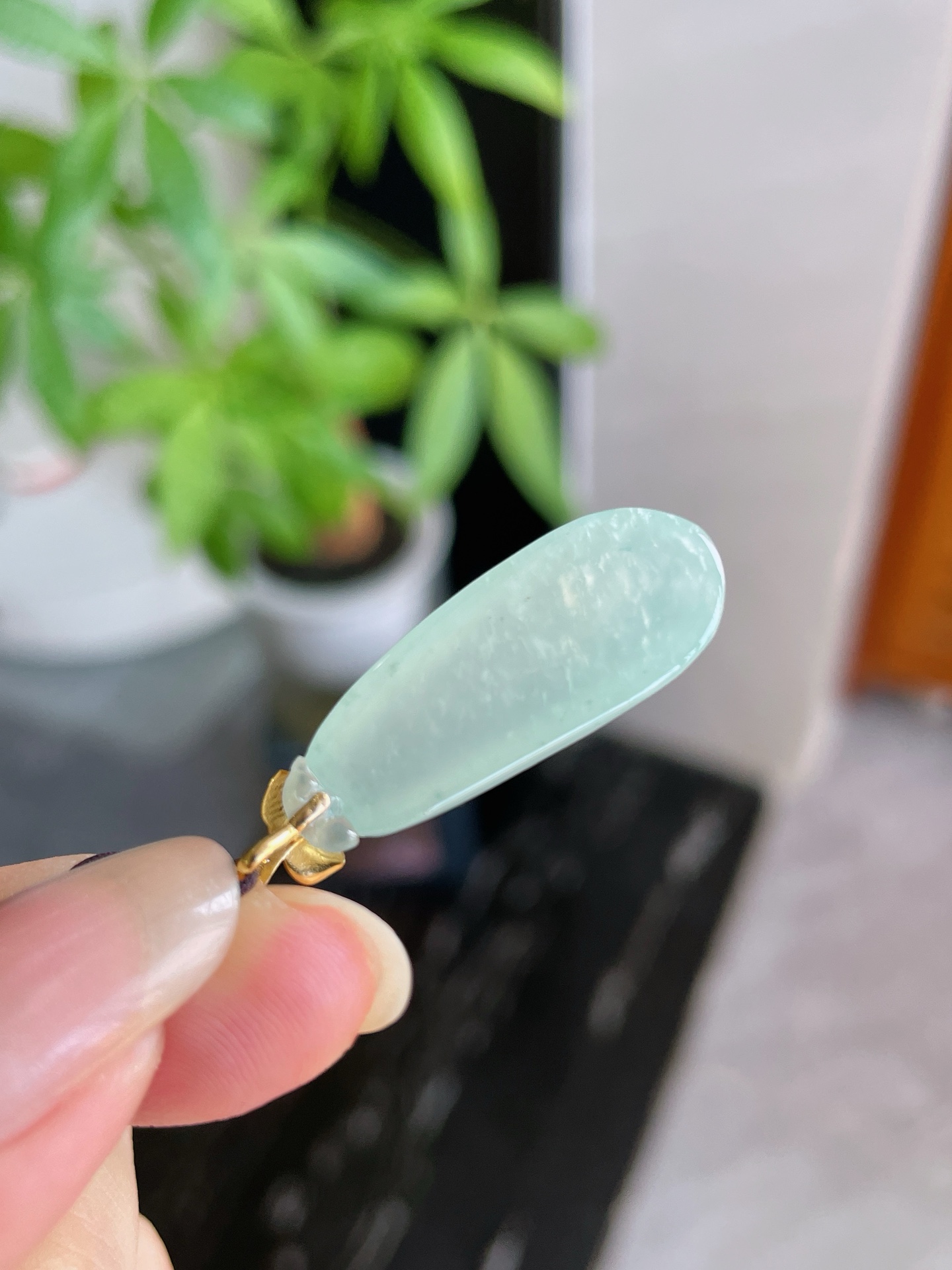 18k金扣冰胶晴水飘花福瓜，裸石29.5-12-6.7mm S59