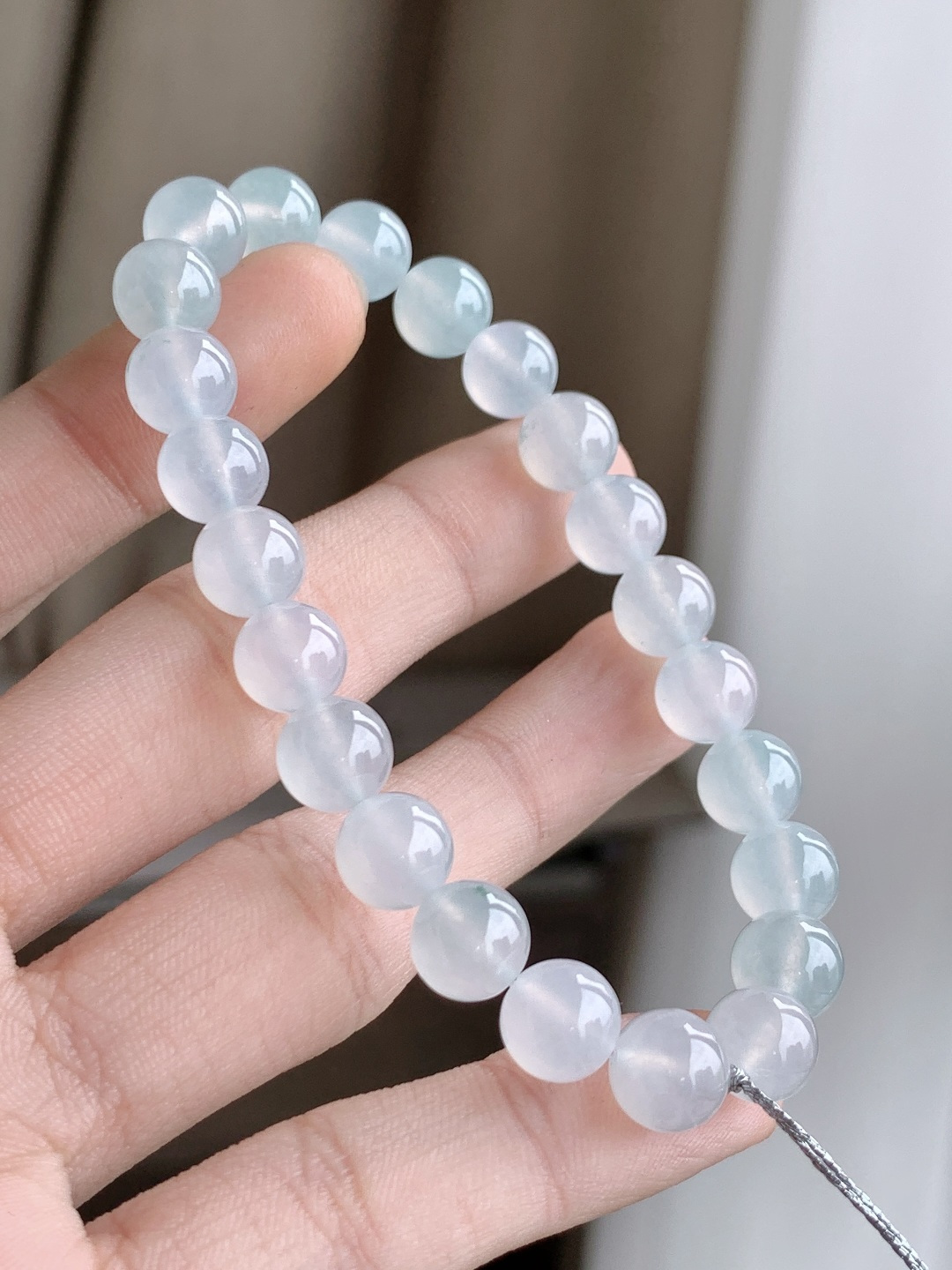 【珠子】白冰手串圆珠子手串 【说明】缅甸 性比高 白月光 【尺寸】8mm 【重量】20.8克