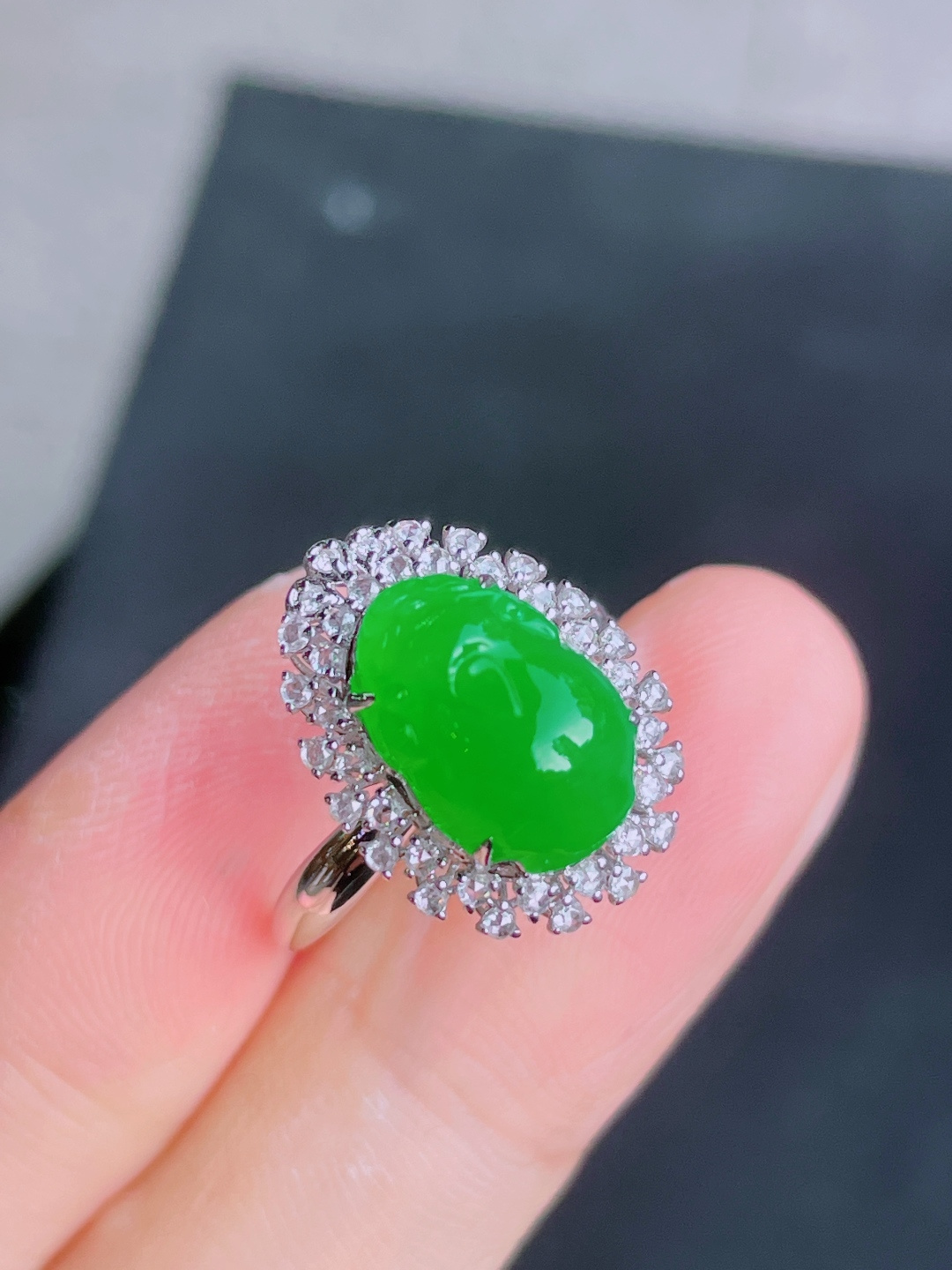 ️冰种绿貔貅戒指 晶莹剔透，新颖时尚，无裂，12.5-8.5-5