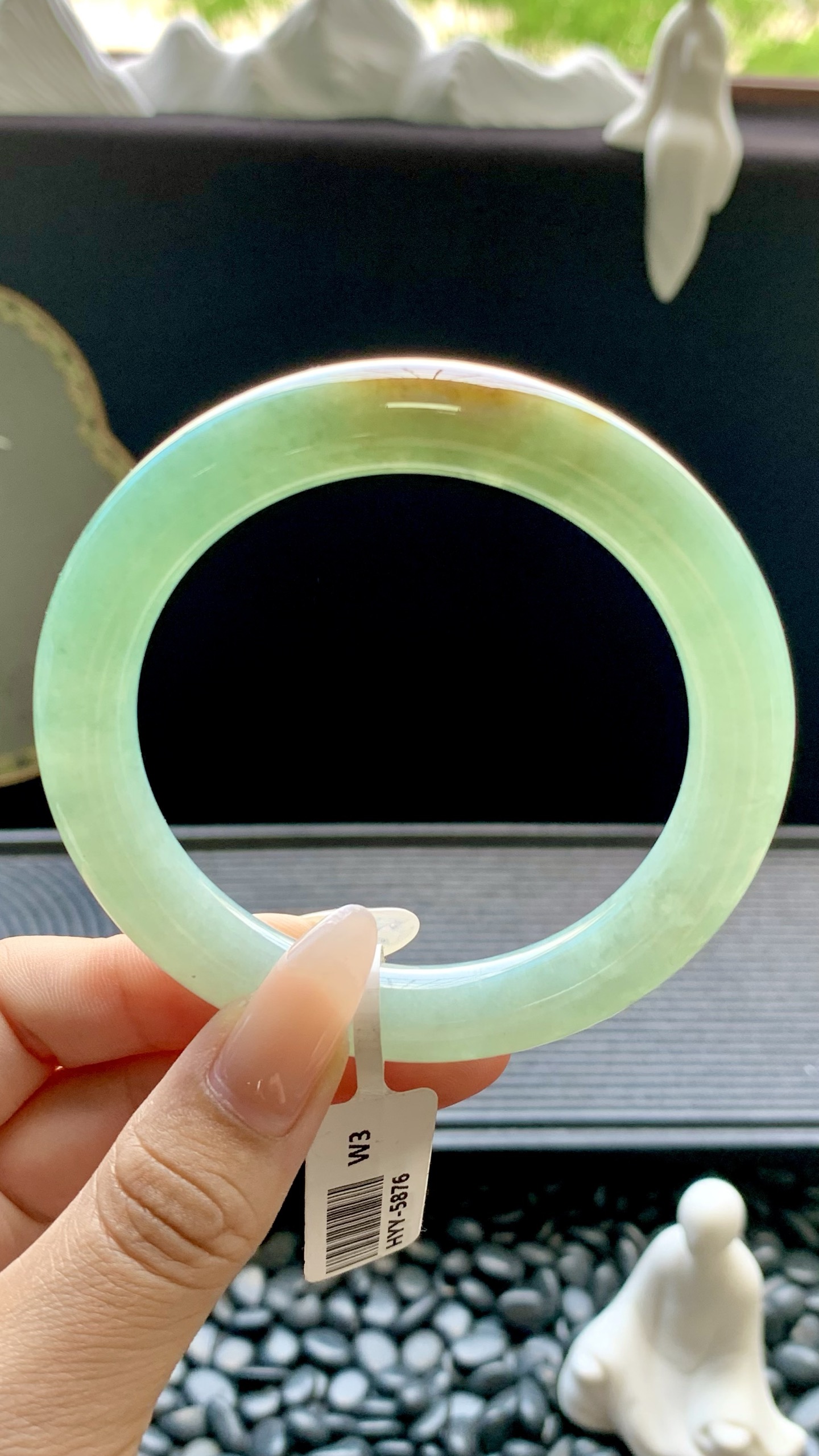 黄加绿圆条手镯成品 HYY-5876 尺寸：57.5-10-10
