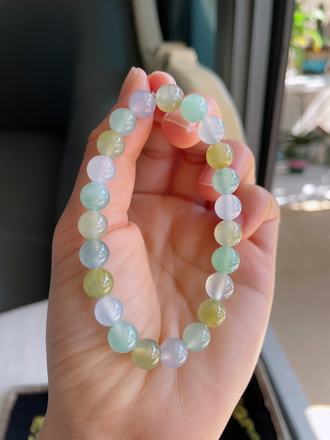 ️，缅甸天然翡翠A货，冰多宝手链，尺寸：8mm。【编3885】