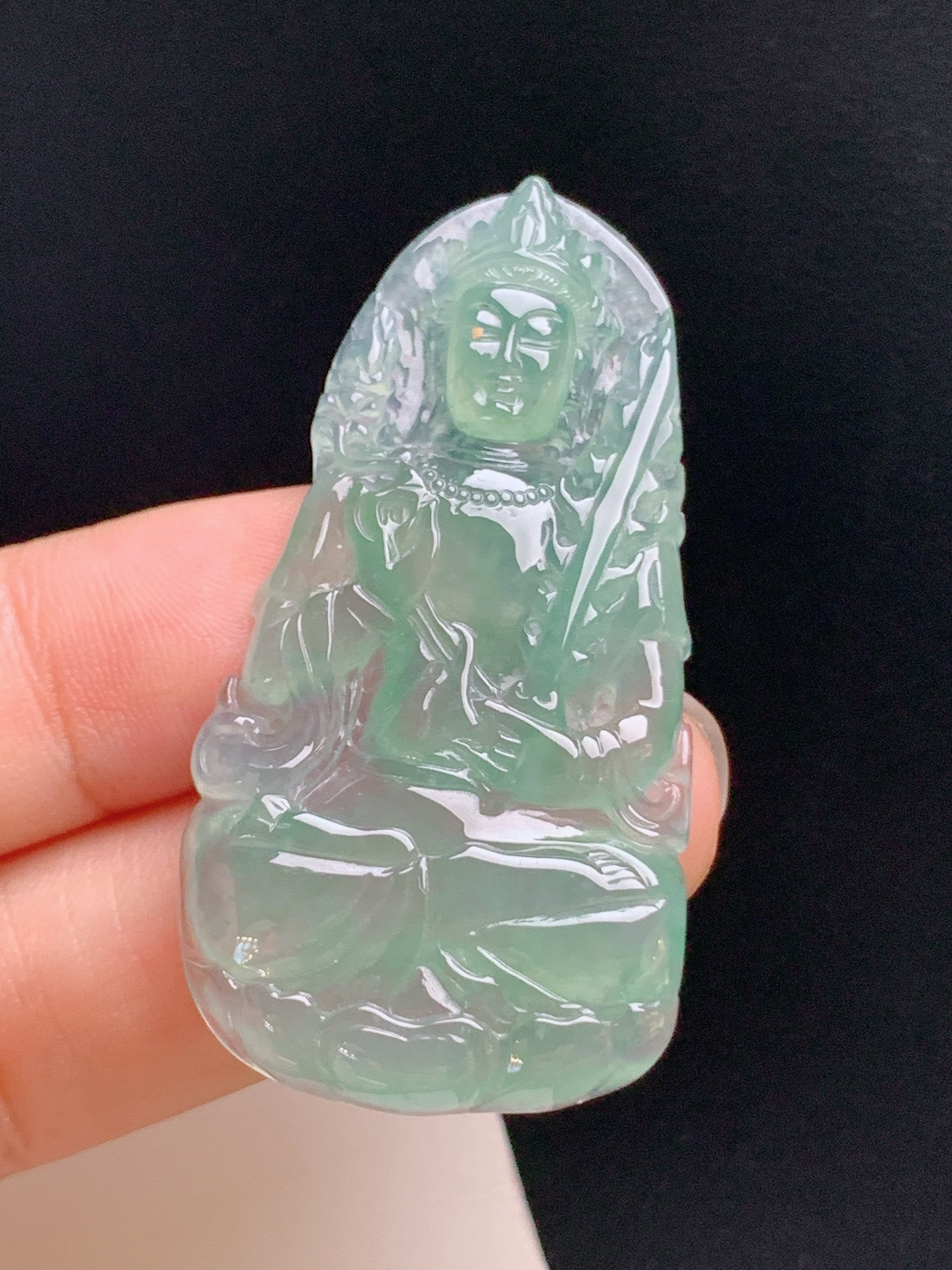 ️ 冰种晴水虚空藏观音，水润通透，法相端庄，守护平安 裸石49.1-25.5-4.3