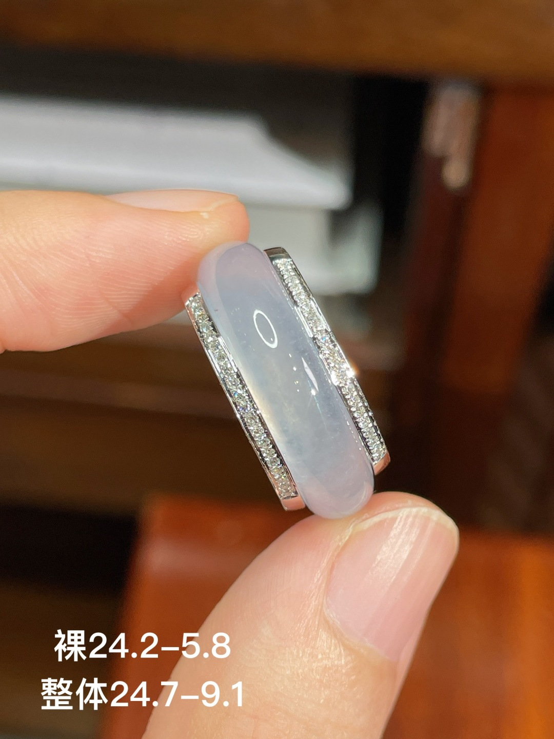 ️冰种戒圈，无裂，18k金镶嵌，24.2-5.8