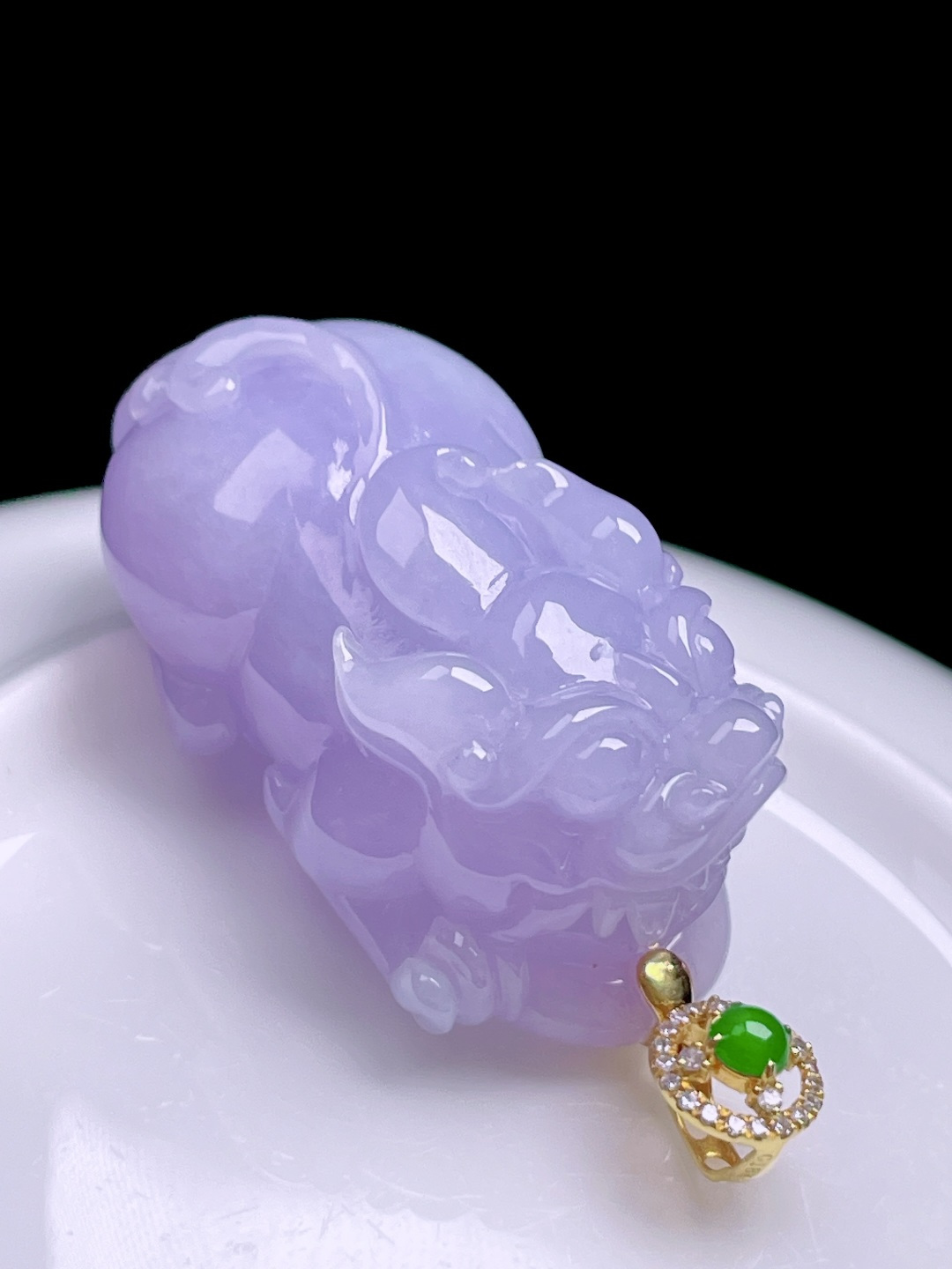 ️ 冰粉紫貔貅 缅甸，招财进宝，18k金镶嵌 整体：43.5 裸石：35/19.2/13.5