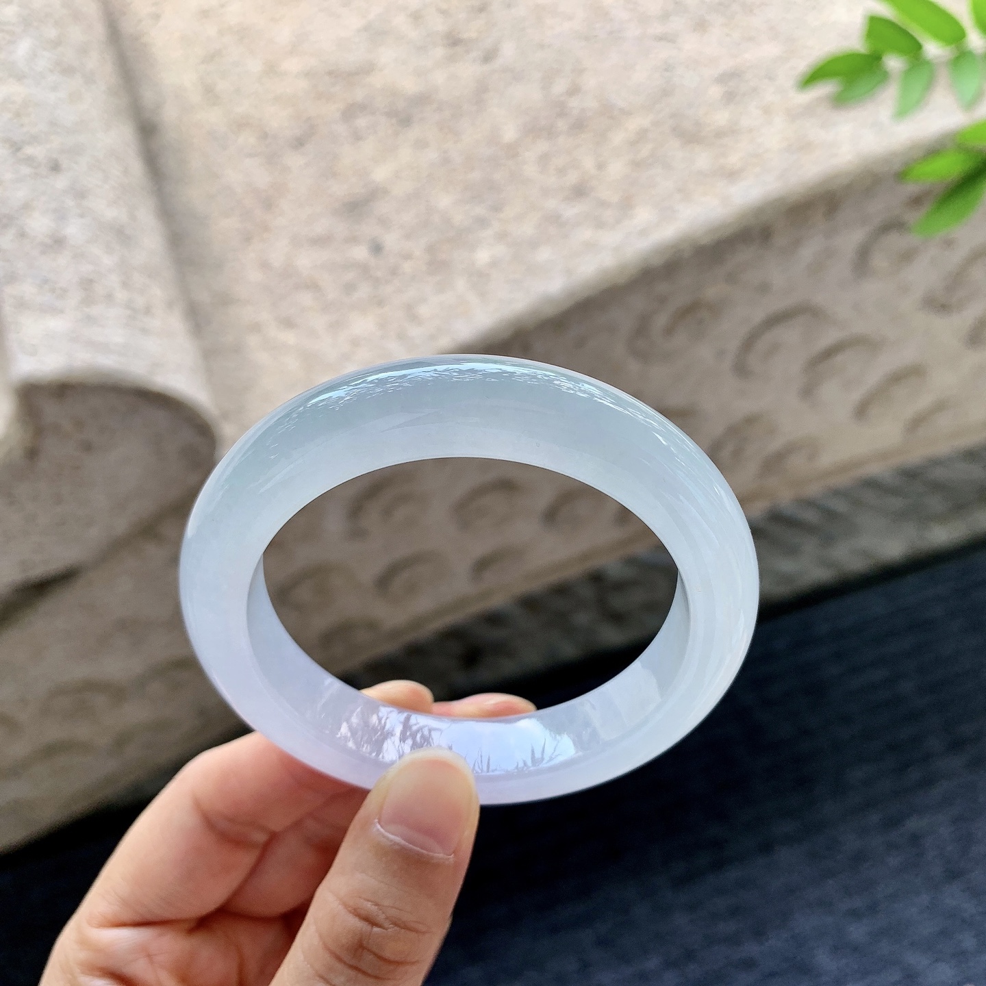 正圈52 53 圈口53.6/12/9 编码BA090755 冰糯淡粉紫，水润，种老，细腻，打灯有棉线