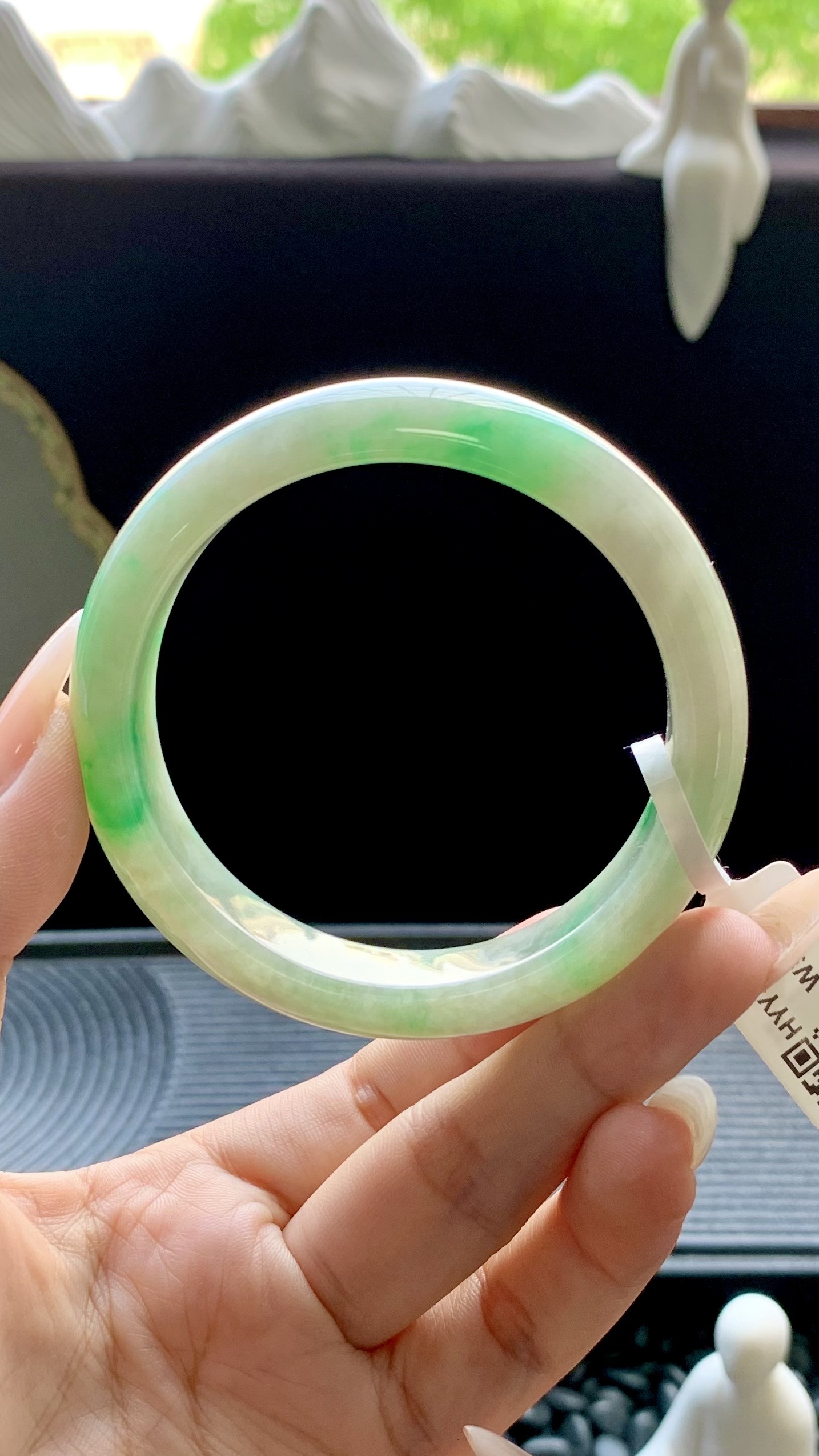 飘绿正圈手镯成品 HYY-3132 尺寸：55-13-8