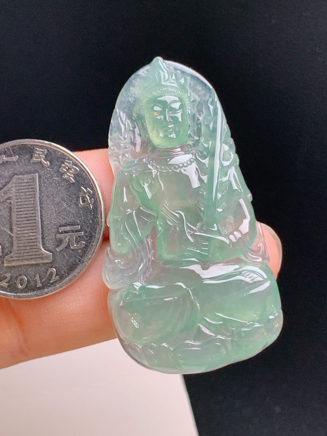 ️ 冰种晴水虚空藏观音，水润通透，法相端庄，守护平安 裸石49.1-25.5-4.3
