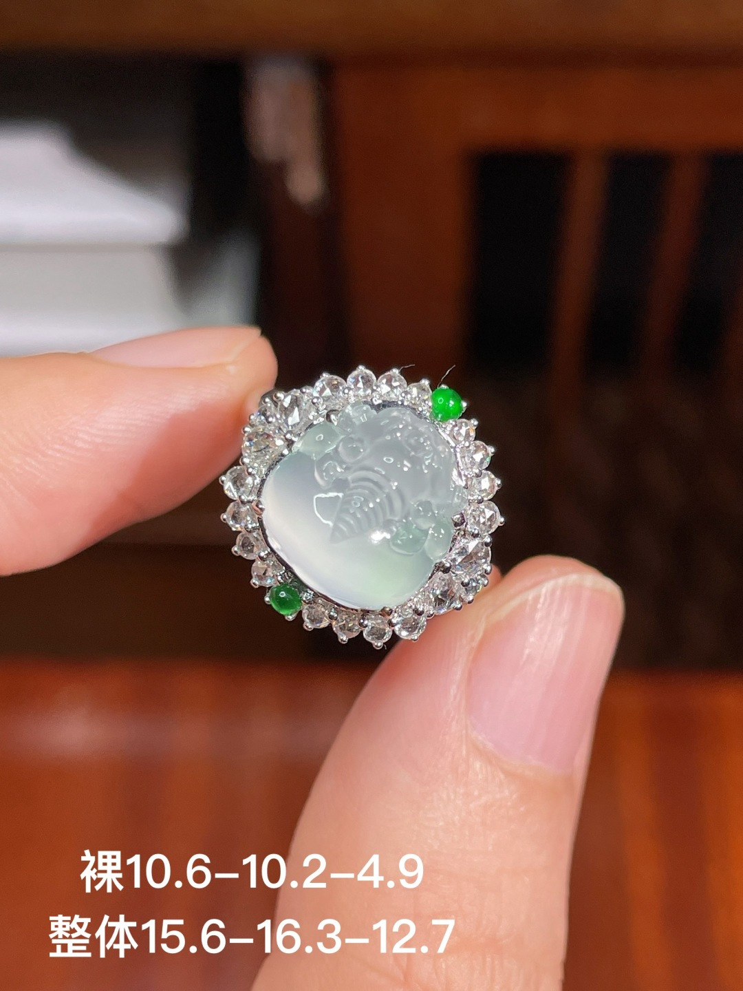 ️冰种貔貅戒指，无裂，18k金镶嵌，10.6-10.2-4.9