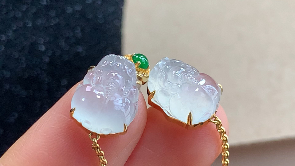 ️ 18K金伴钻招财貔貅手链，尺寸取一10.8-9.1-5.5mm，包A附证书