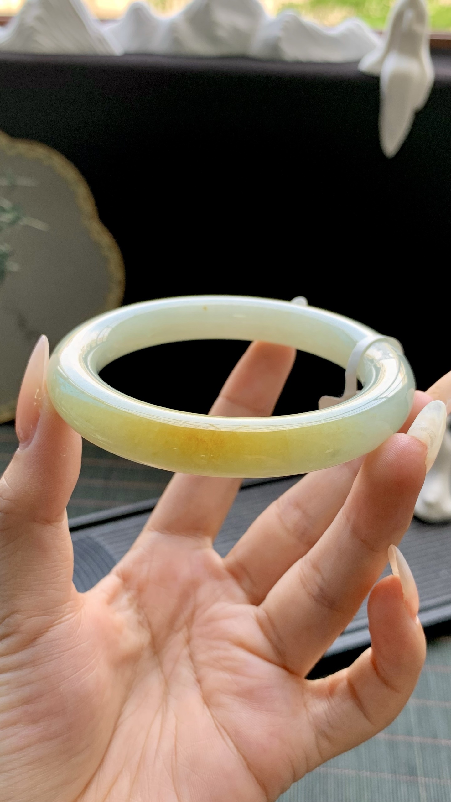 黄翡圆条手镯成品 HYY-7062 尺寸：59-11-11