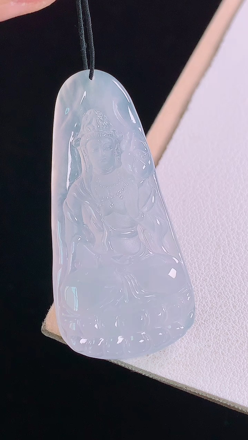 ️冰种大势至观音，无裂，尺寸:46.9-22.4-4.6mm 18