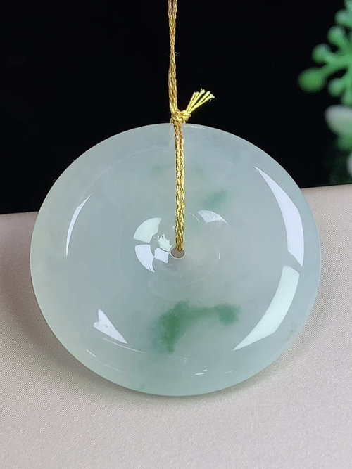 冰飘花平安扣，无裂，尺寸29.6-4.6mm，j19lyg