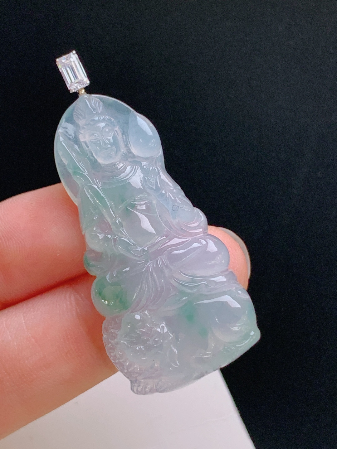 ️ 冰种飘花文殊观音吊坠，冰透灵动，雕工细致，护佑平安 裸石41.1-20.5-4.9 整体48.1 27