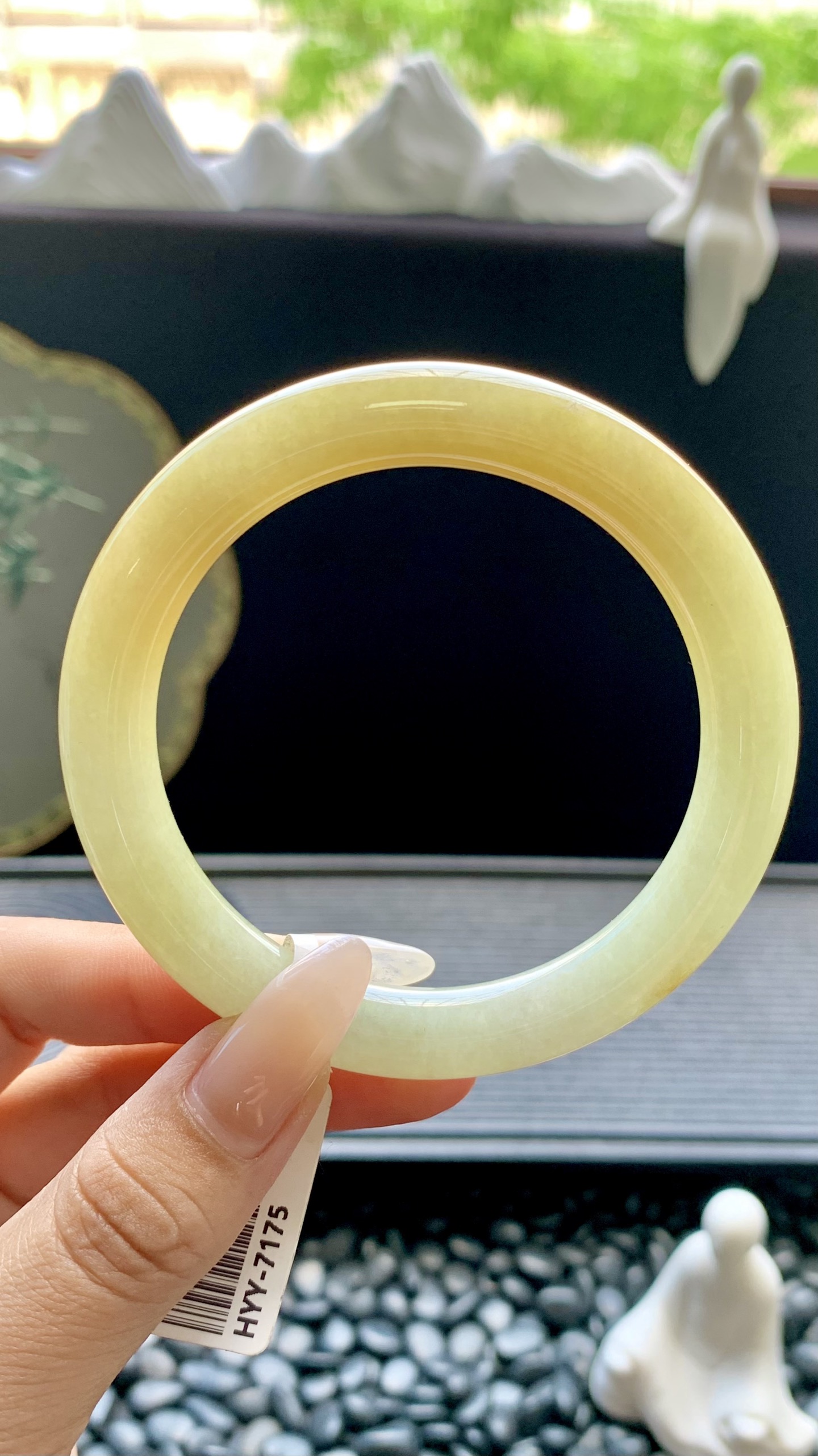 黄翡圆条手镯成品 HYY-7175 尺寸：58-10-10