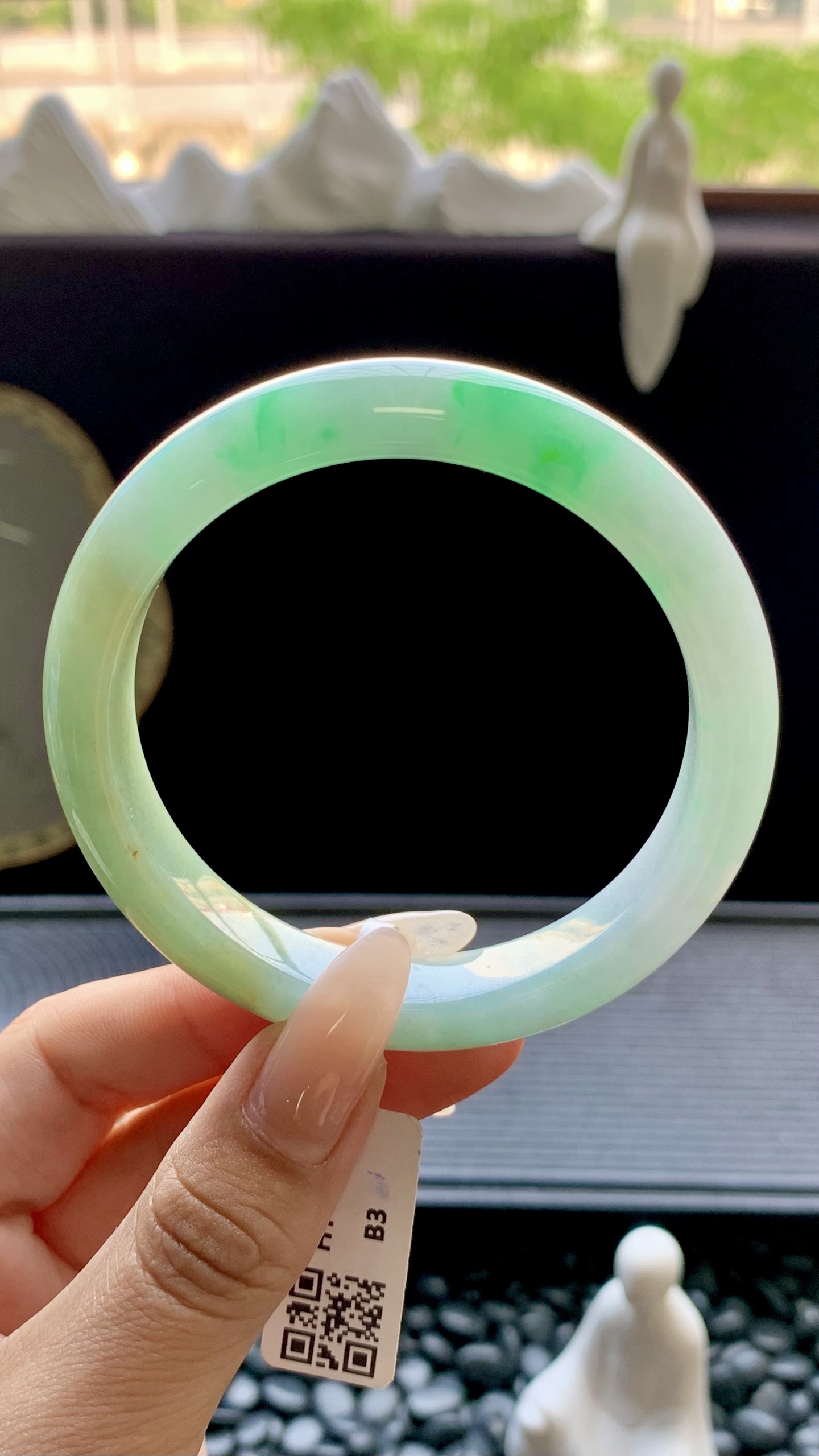 黄加绿正圈手镯成品 HYY-4891 尺寸：57-12-8.5