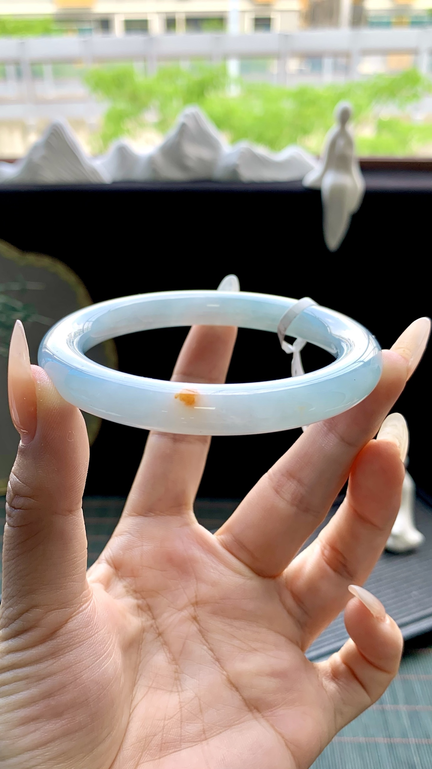晴底飘黄翡圆条手镯成品 HYY-8684 尺寸：59-9.5-10
